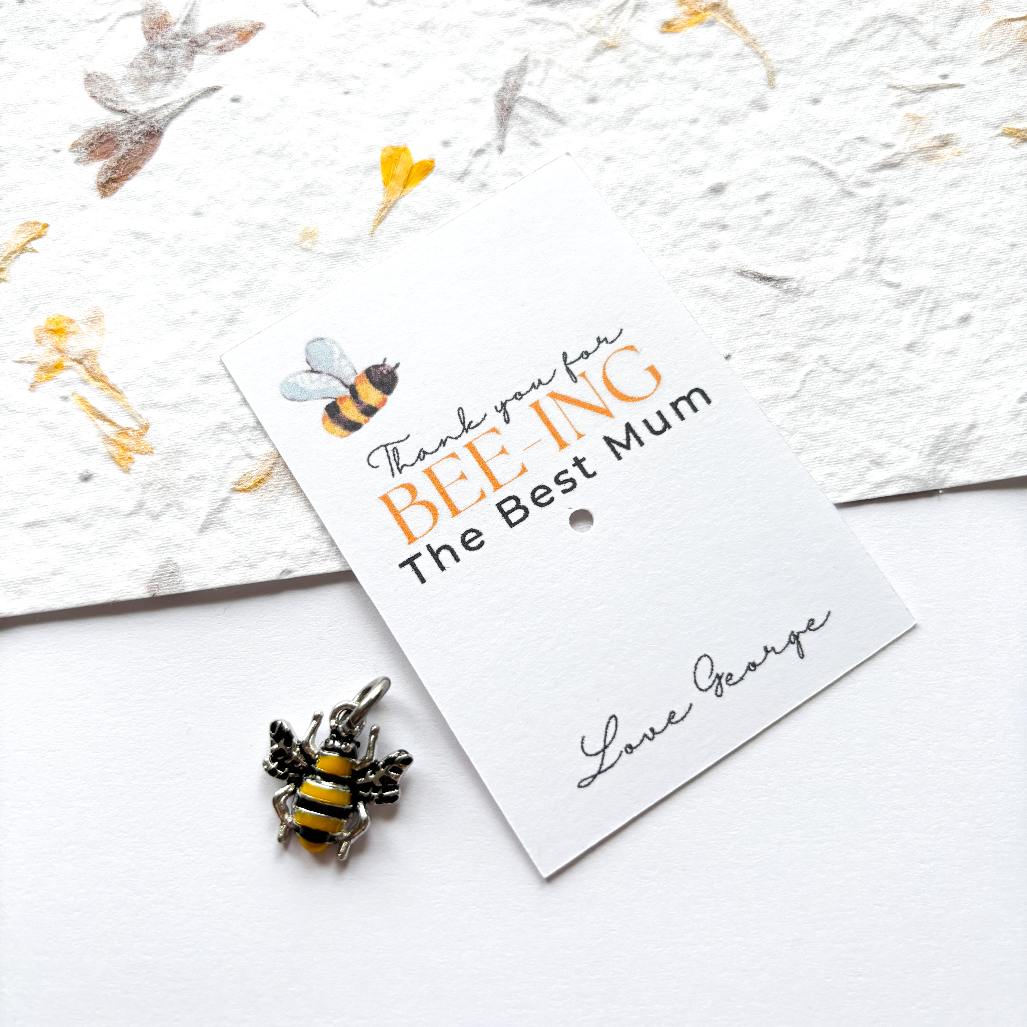 Bee Charm & Personalised Card