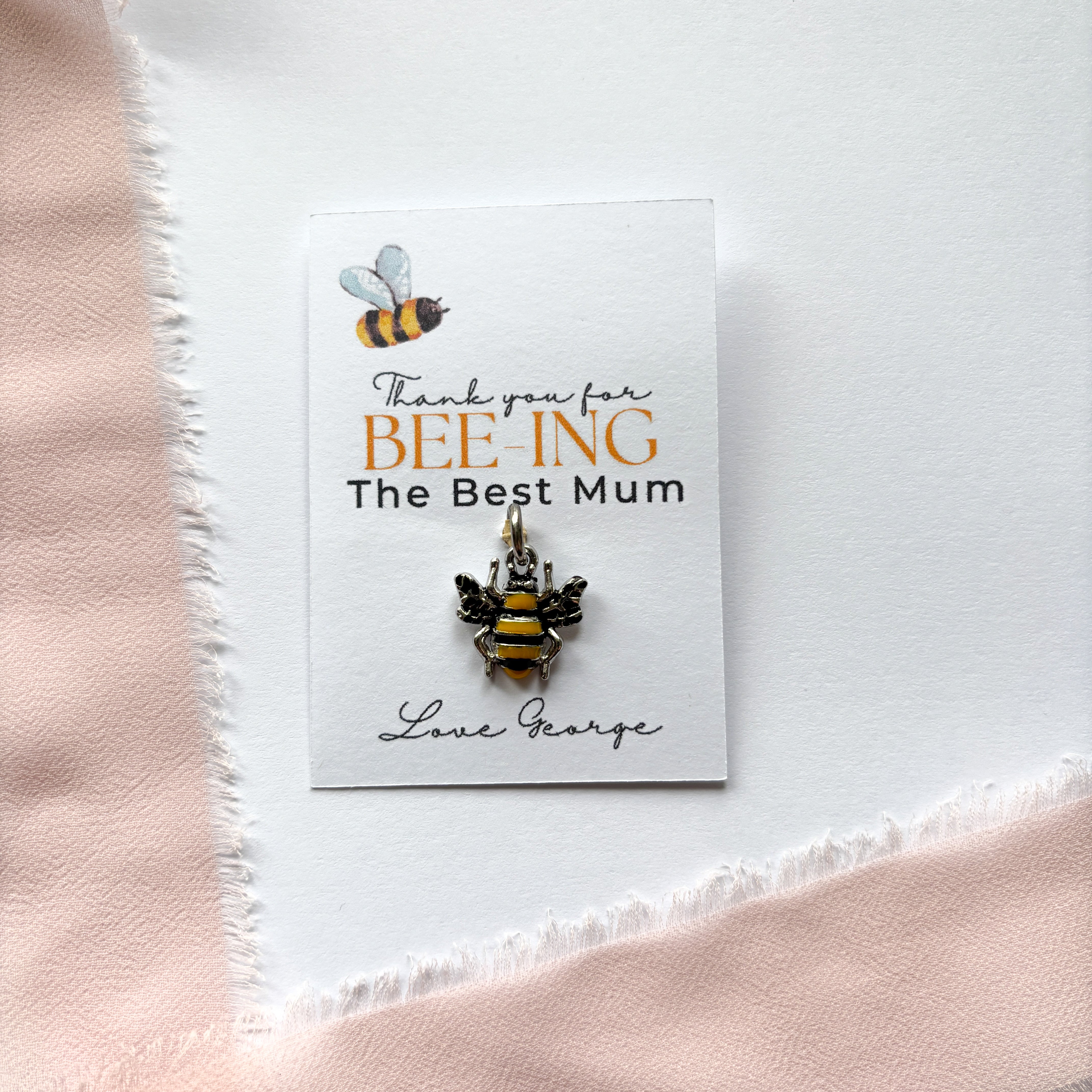 Bee Charm & Personalised Card