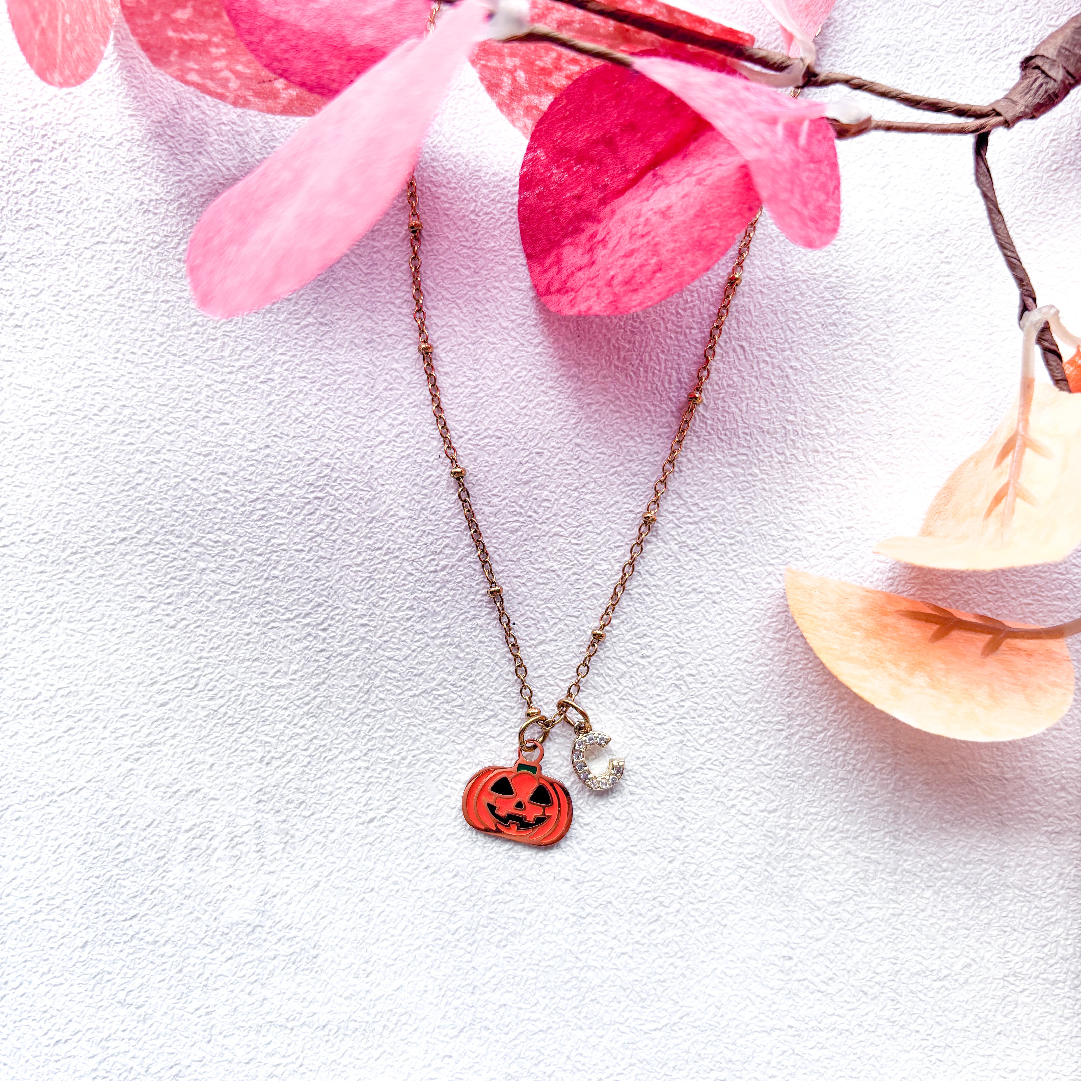 Personalised Pumpkin Necklace – Jack O’ Lantern Halloween Jewellery
