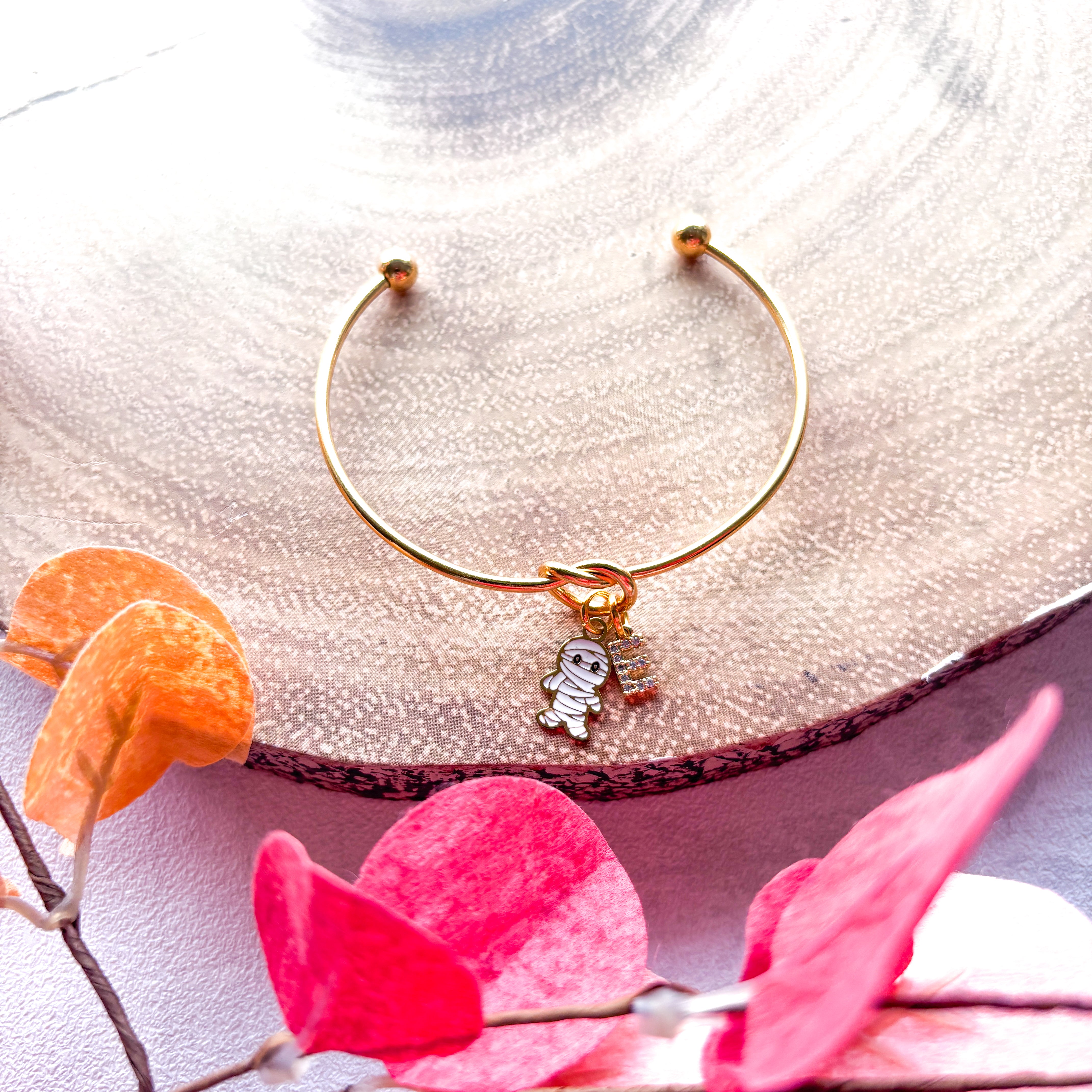 Mummy Halloween Bangle – Personalised Initial Bracelet