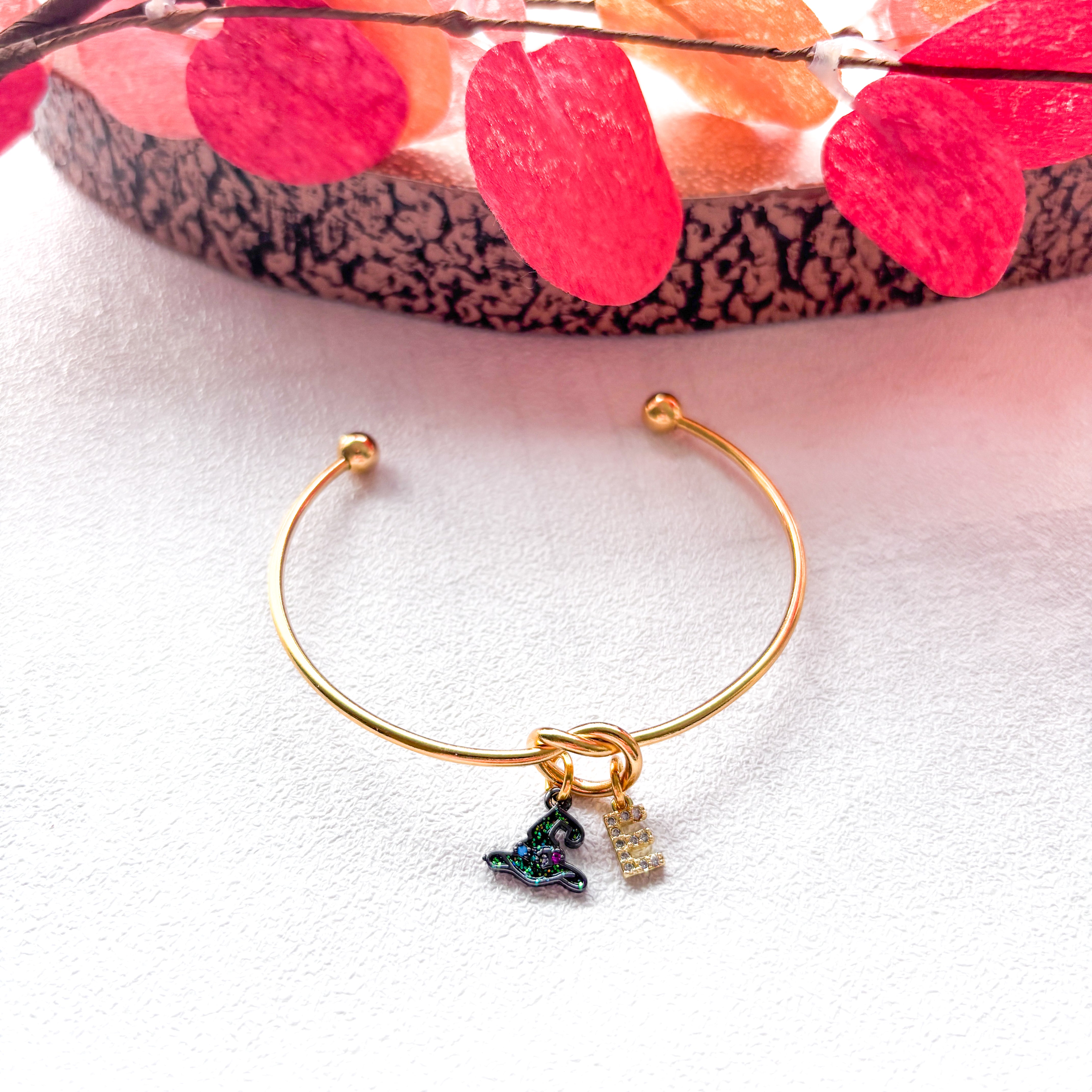 Black Glitter Witch Hat Bangle – Personalised Halloween Bracelet