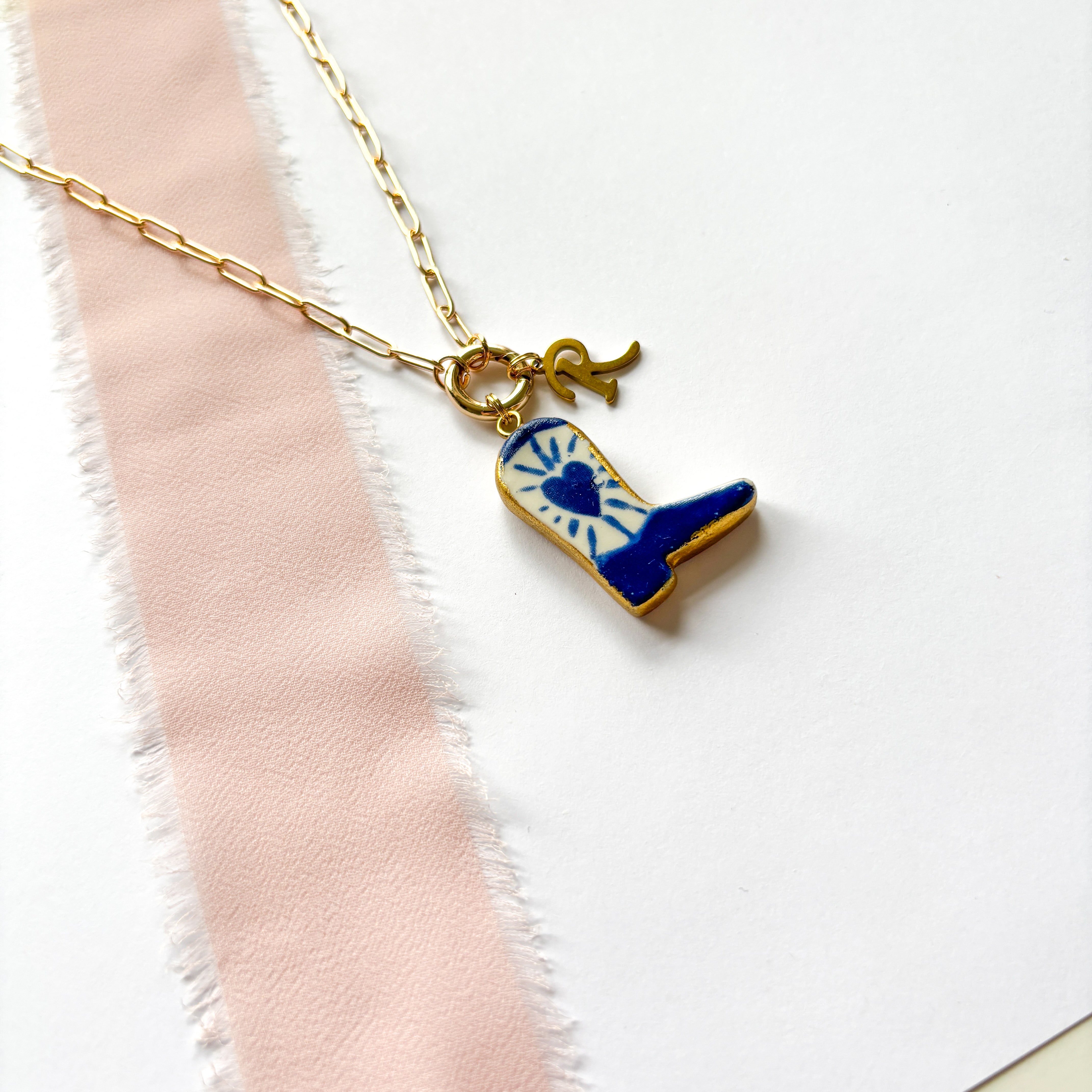 Ceramic Cowboy Boot Personalised Necklace