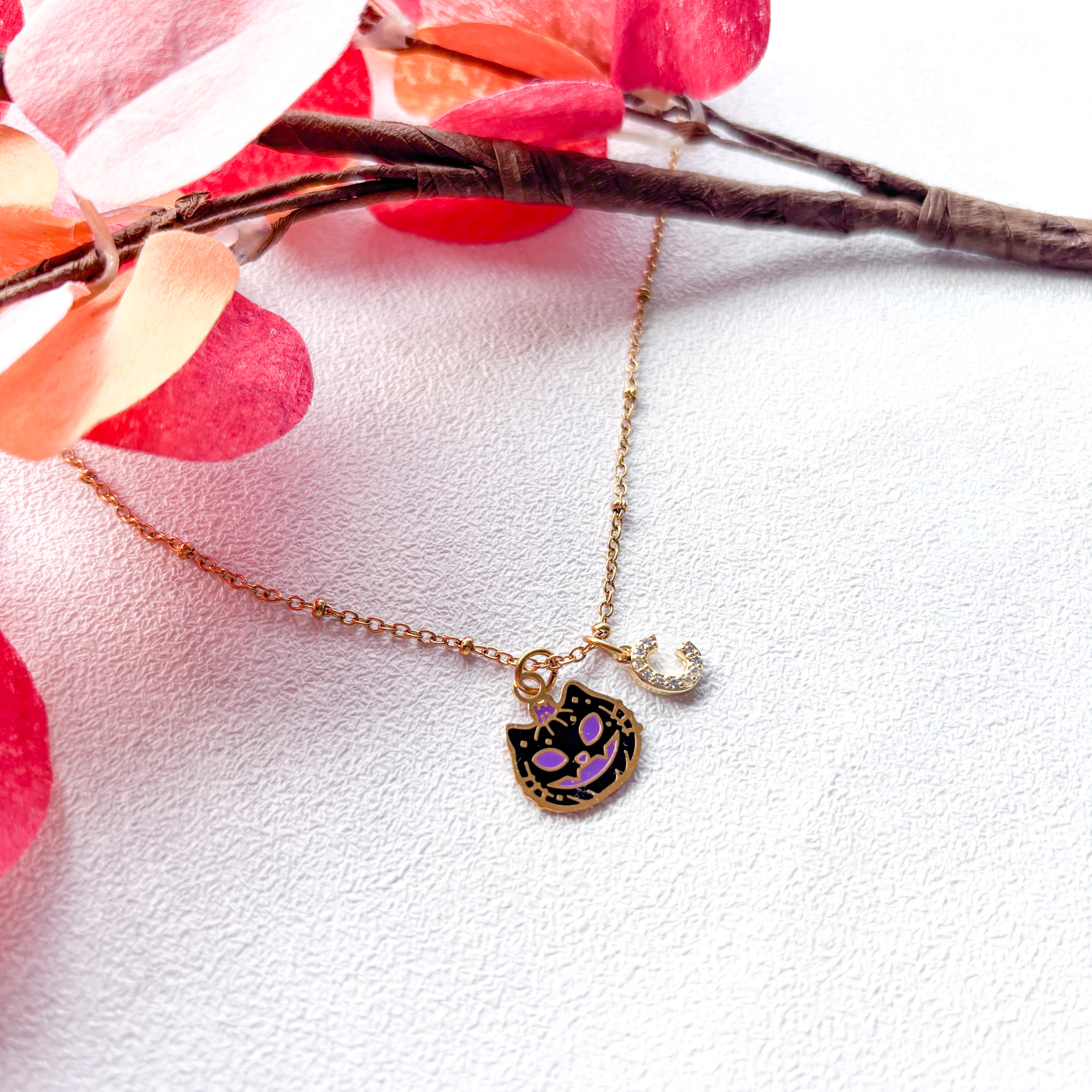 Black Cat Necklace – Personalised Halloween Jewellery