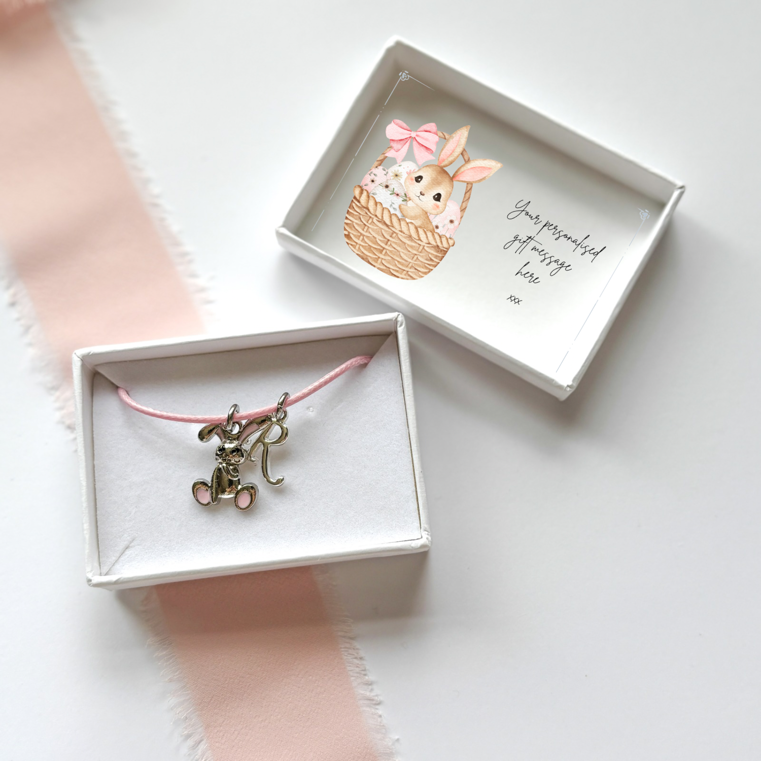 Personalised Enamel Easter Bunny Cord Bracelet