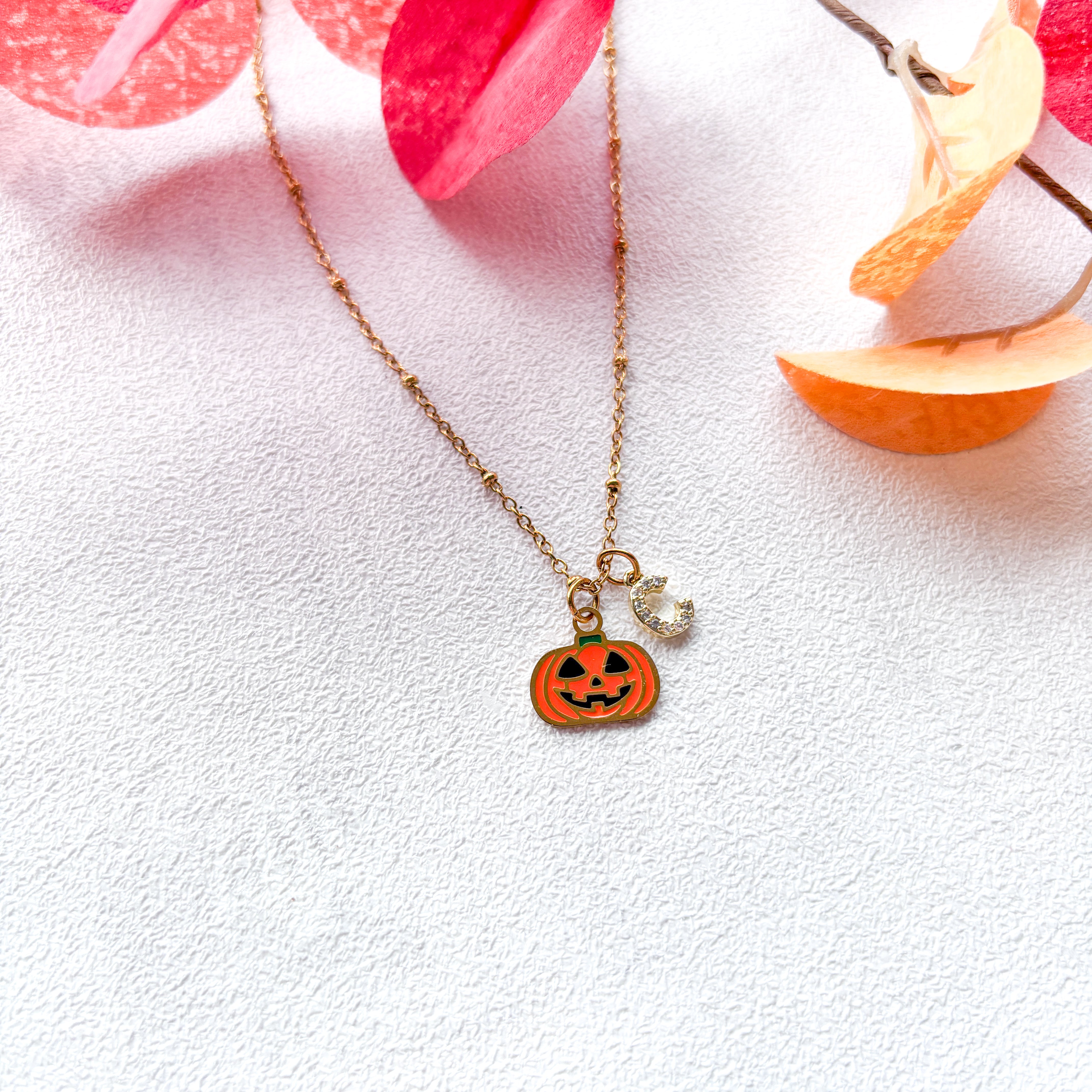 Personalised Pumpkin Necklace – Jack O’ Lantern Halloween Jewellery