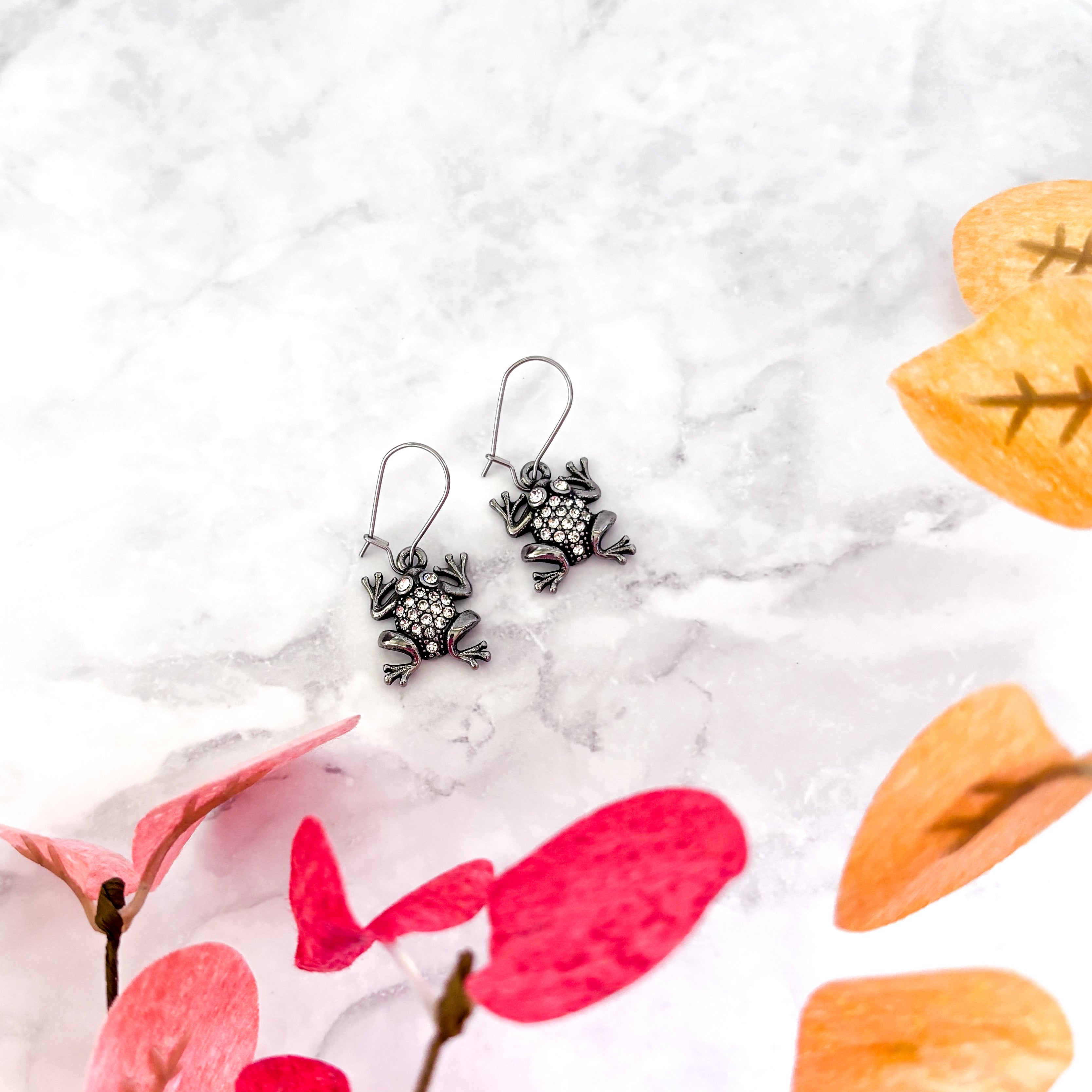 Halloween Rhinestone Toad Earring, Spooky Cute Jewellery