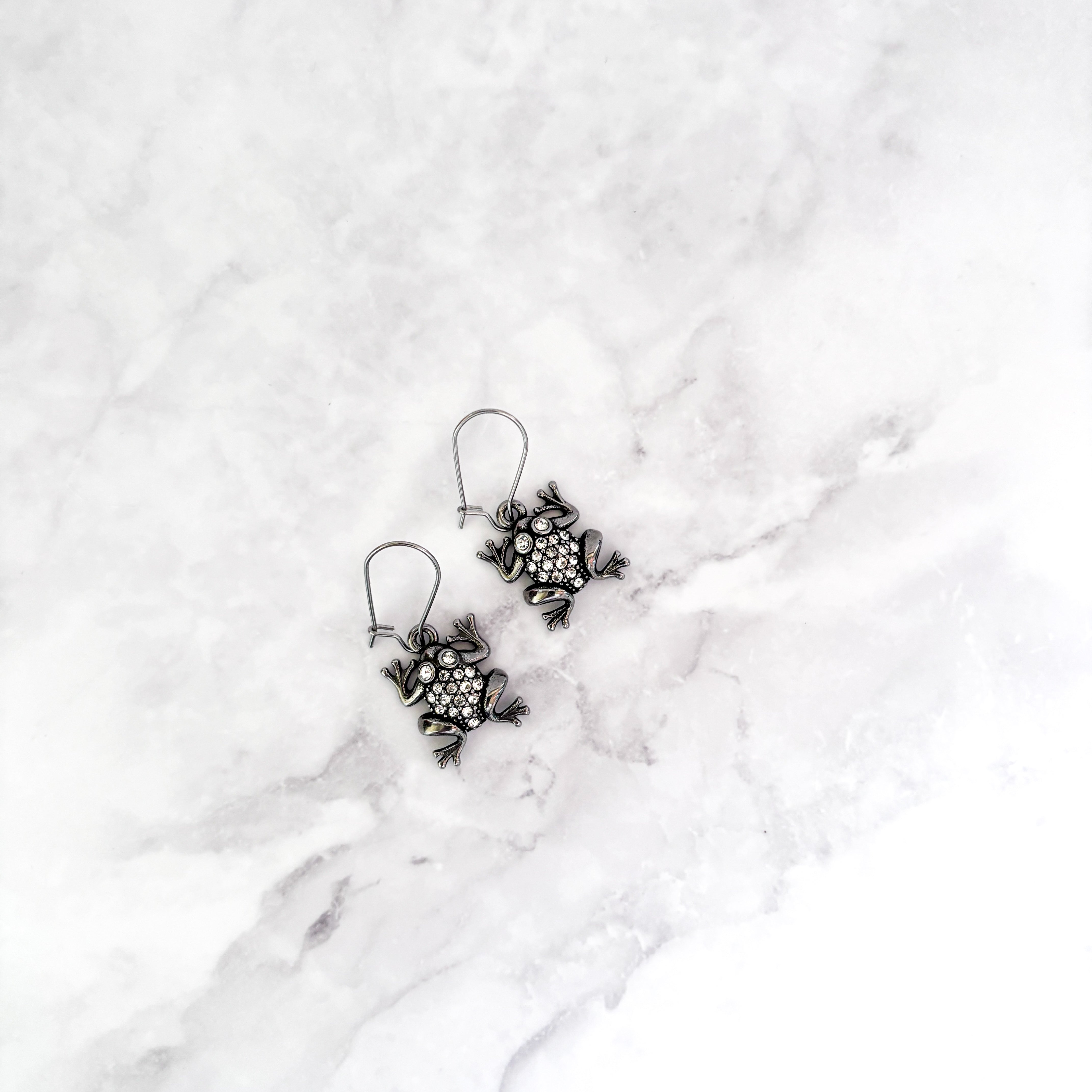 Halloween Rhinestone Toad Earring, Spooky Cute Jewellery