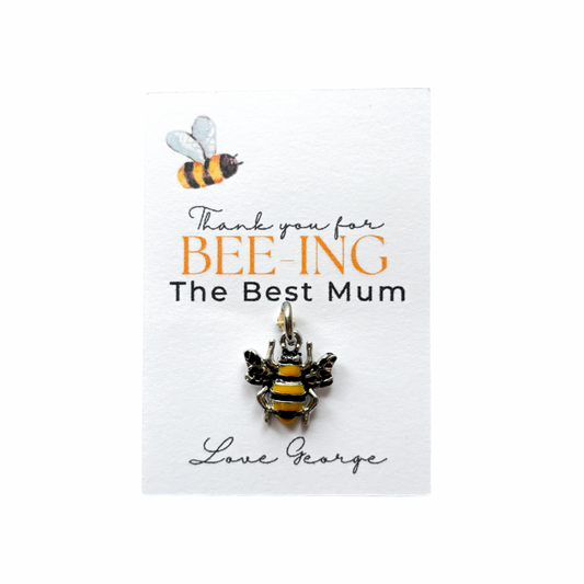 Bee Charm & Personalised Card