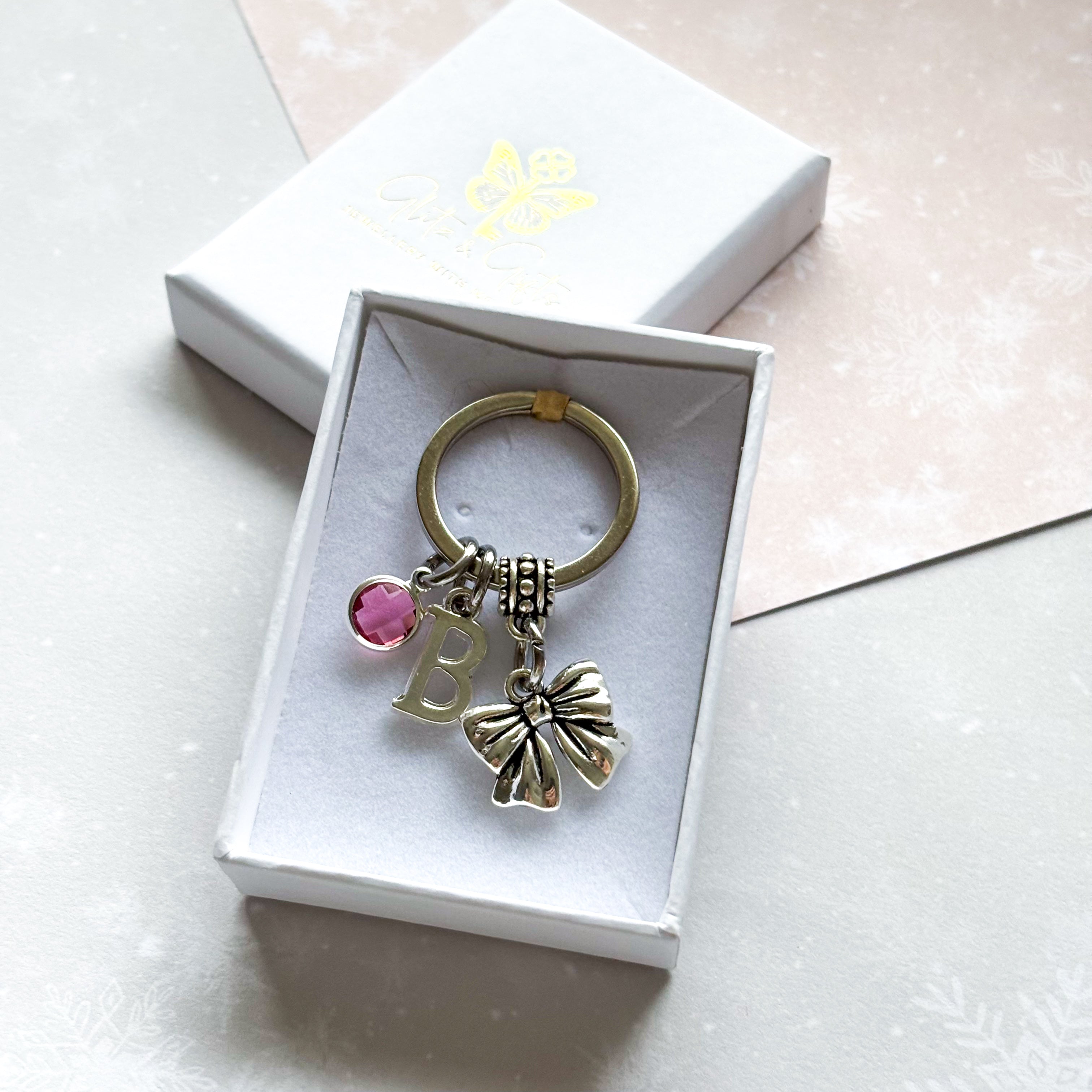 Personalised Cute Bow Keyring