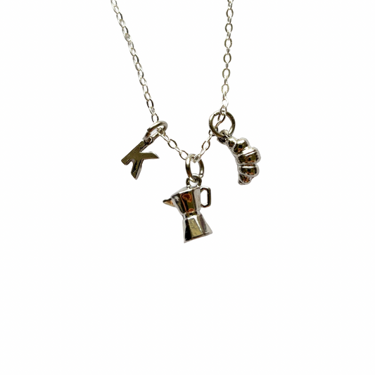 Brunch Club Coffee & Croissant Personalised Necklace