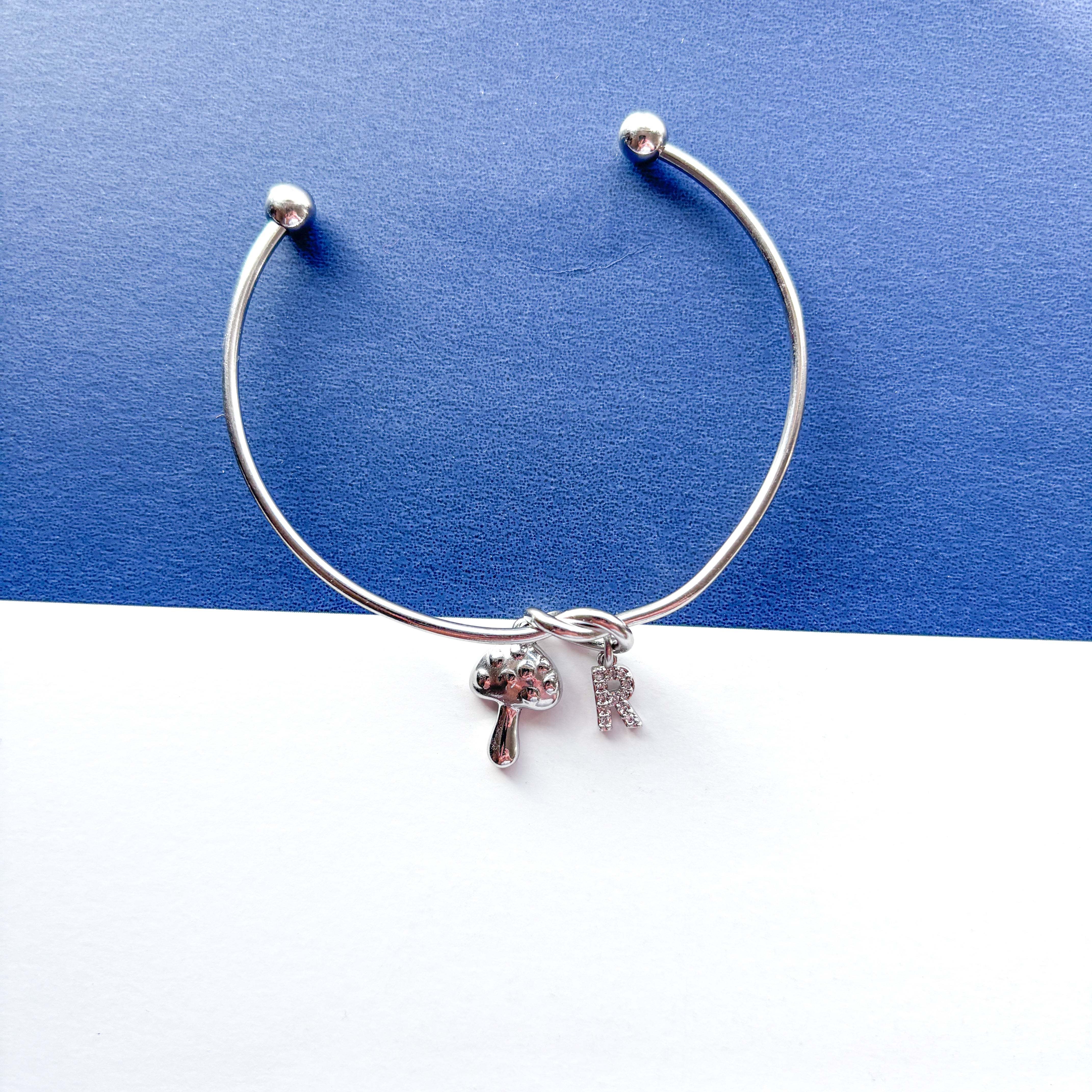 Personalised Mushroom Bracelet – Toadstool Initial Charm Bangle
