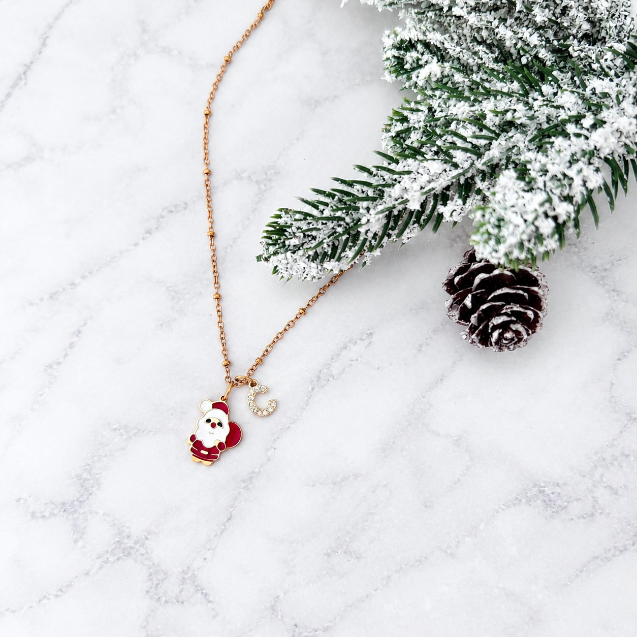 Personalised Santa Claus Christmas Necklace
