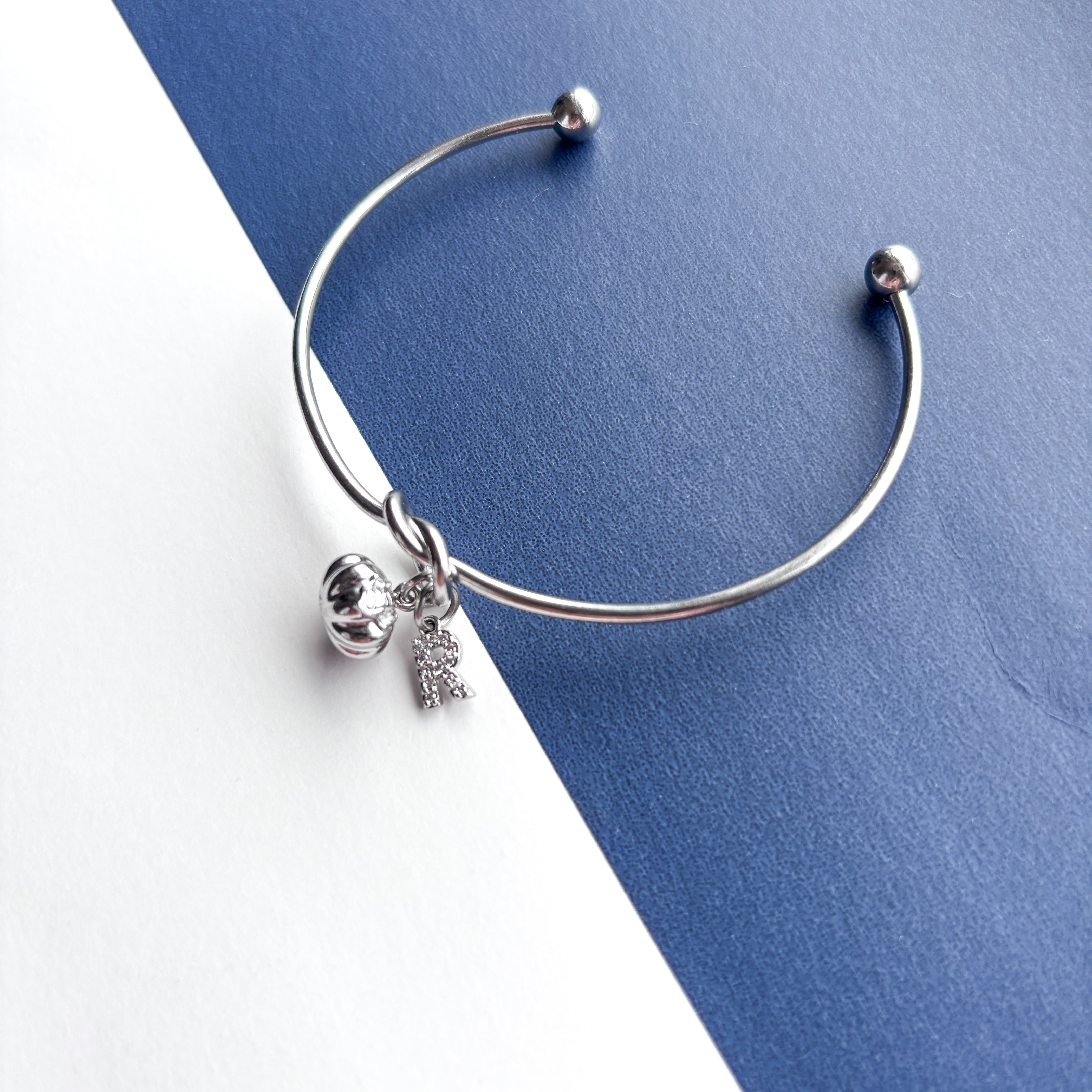 Personalised Pumpkin Bangle – Halloween Initial Charm Bracelet