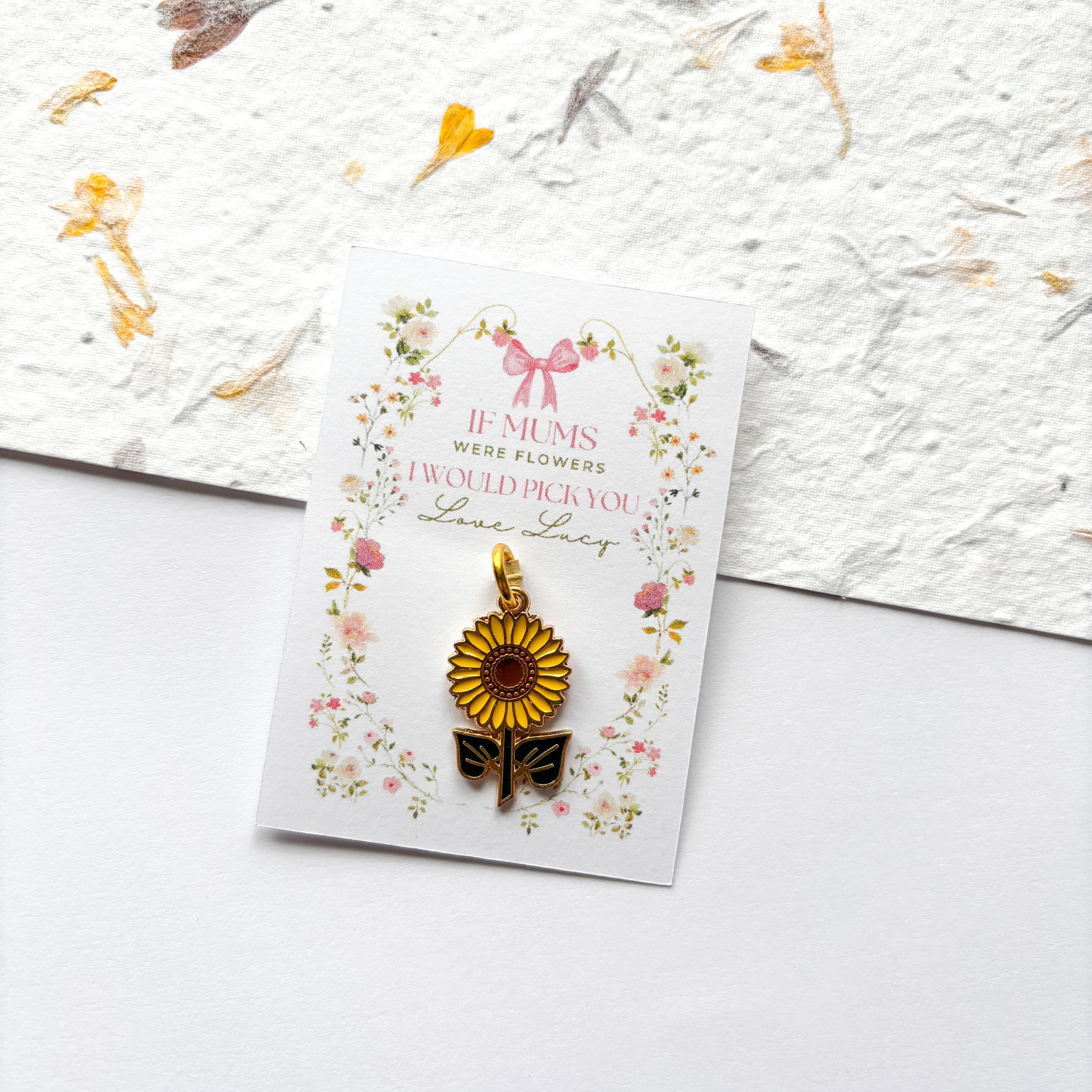 Sunflower Charm & Personalised Card