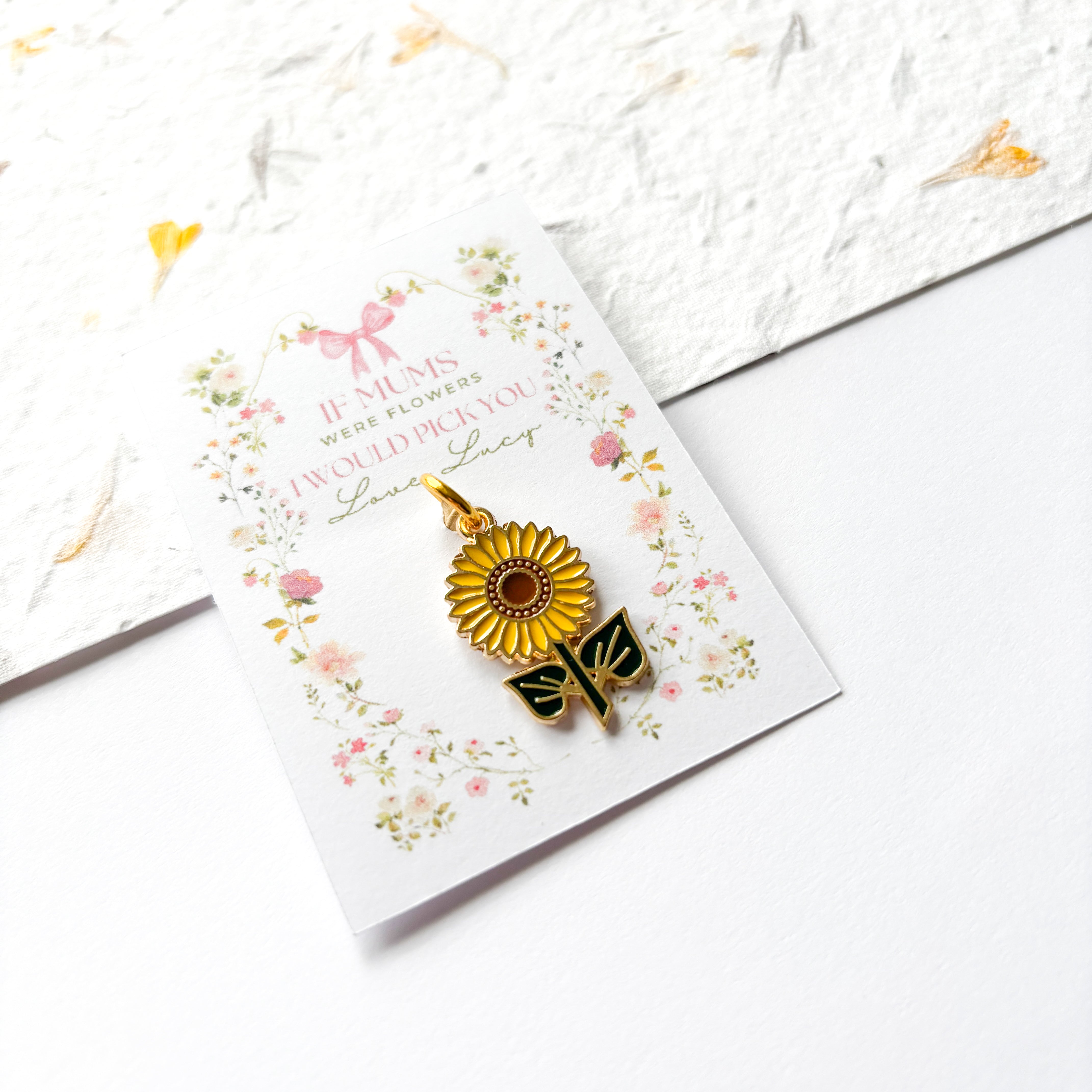 Sunflower Charm & Personalised Card
