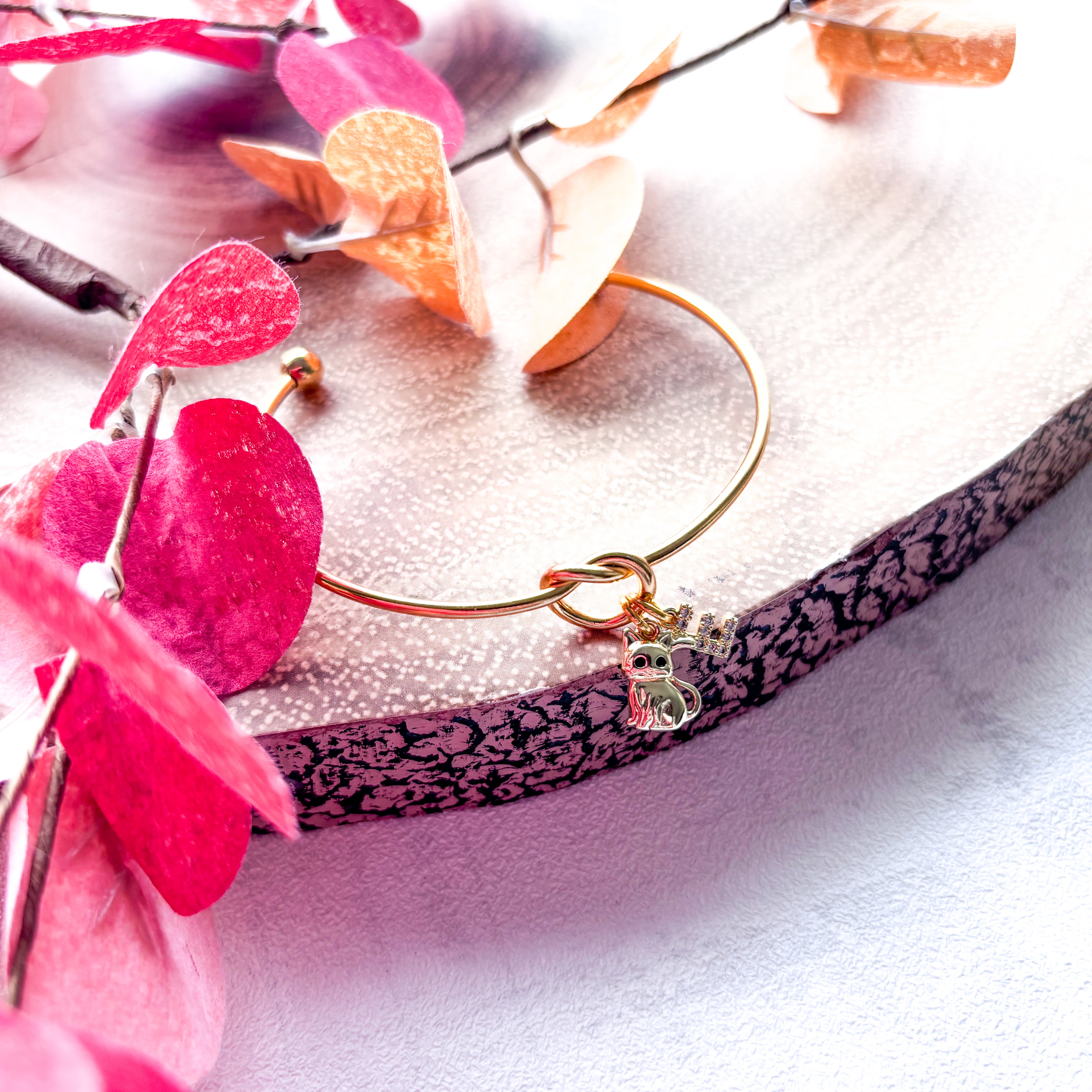 Cat Halloween Bangle – Personalised Black Eye Cat Bracelet