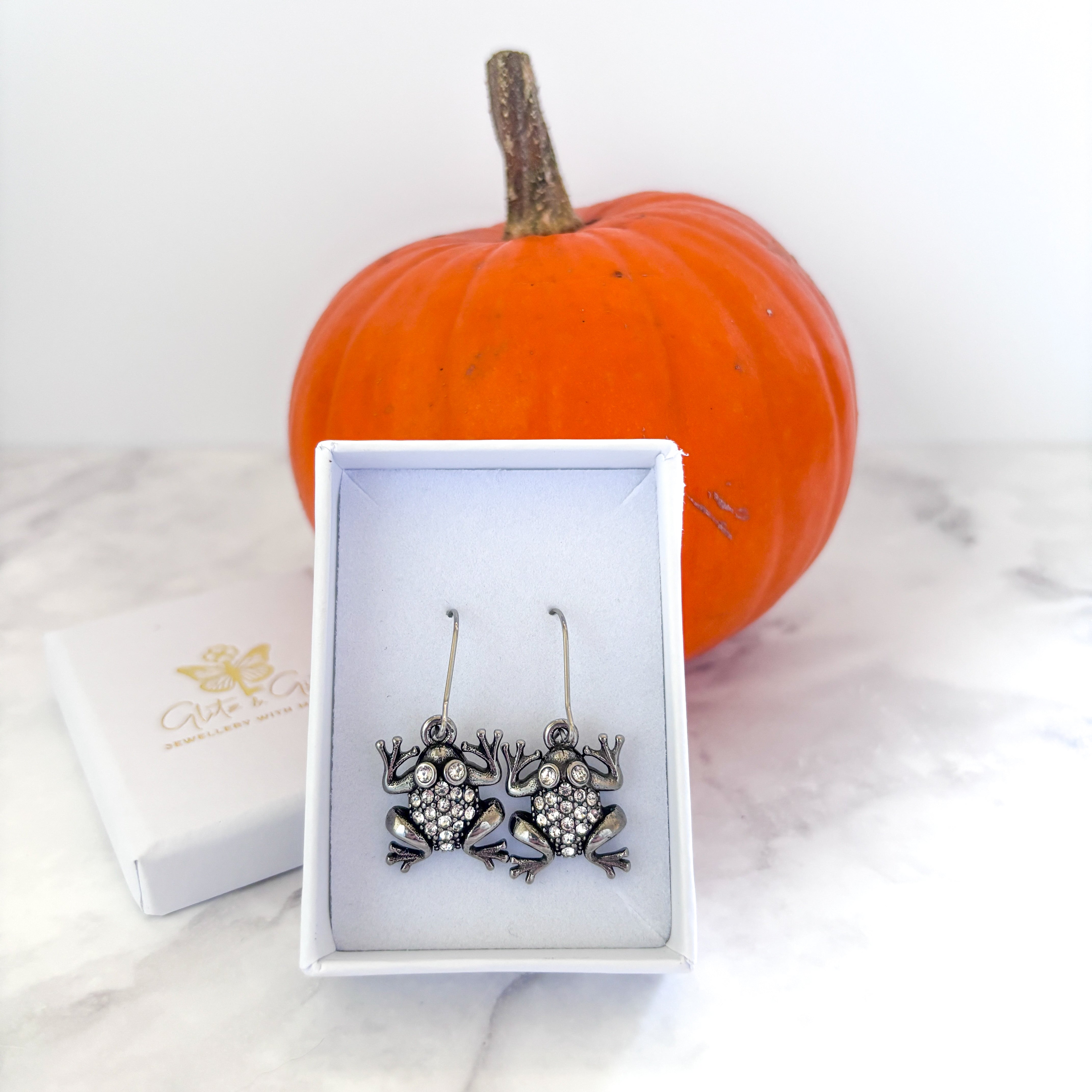 Halloween Rhinestone Toad Earring, Spooky Cute Jewellery