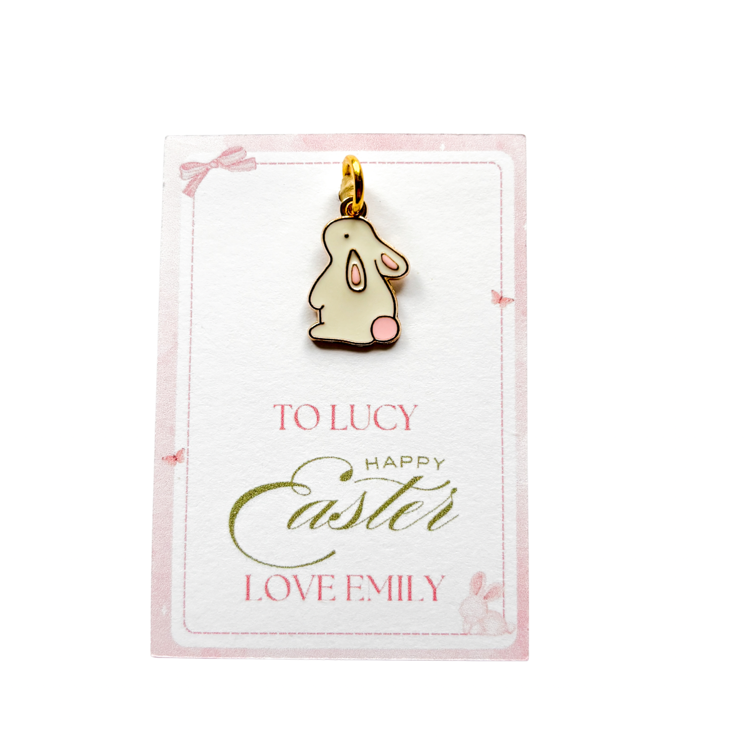 Easter Bunny Charm & Personalised Card
