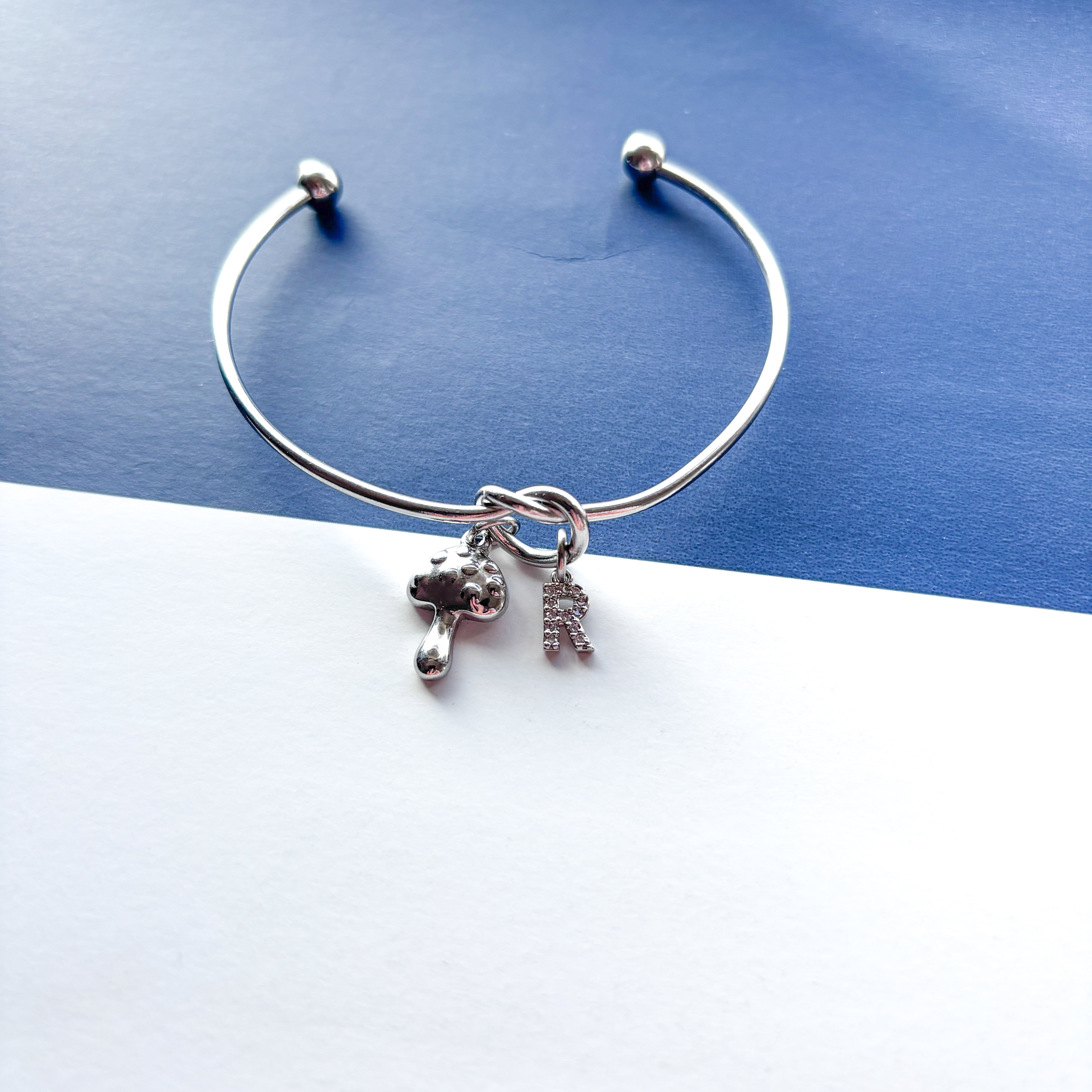 Personalised Mushroom Bracelet – Toadstool Initial Charm Bangle