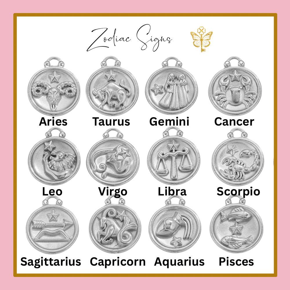 Personalised Zodiac Charm Necklace – Initial Letter Astrology Jewellery