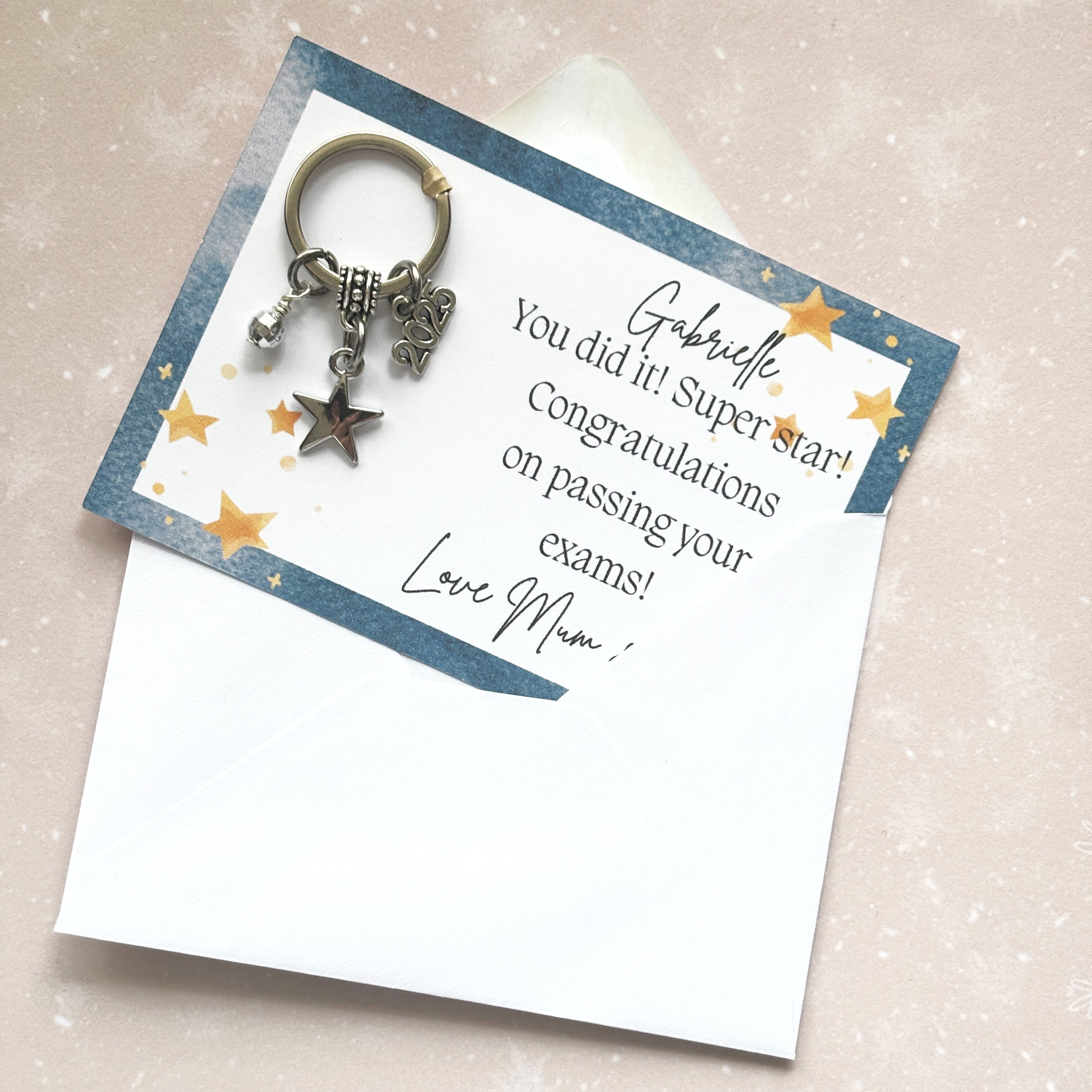 Super Star Keyring - 2025 Graduation or GCSE Gift Personalised