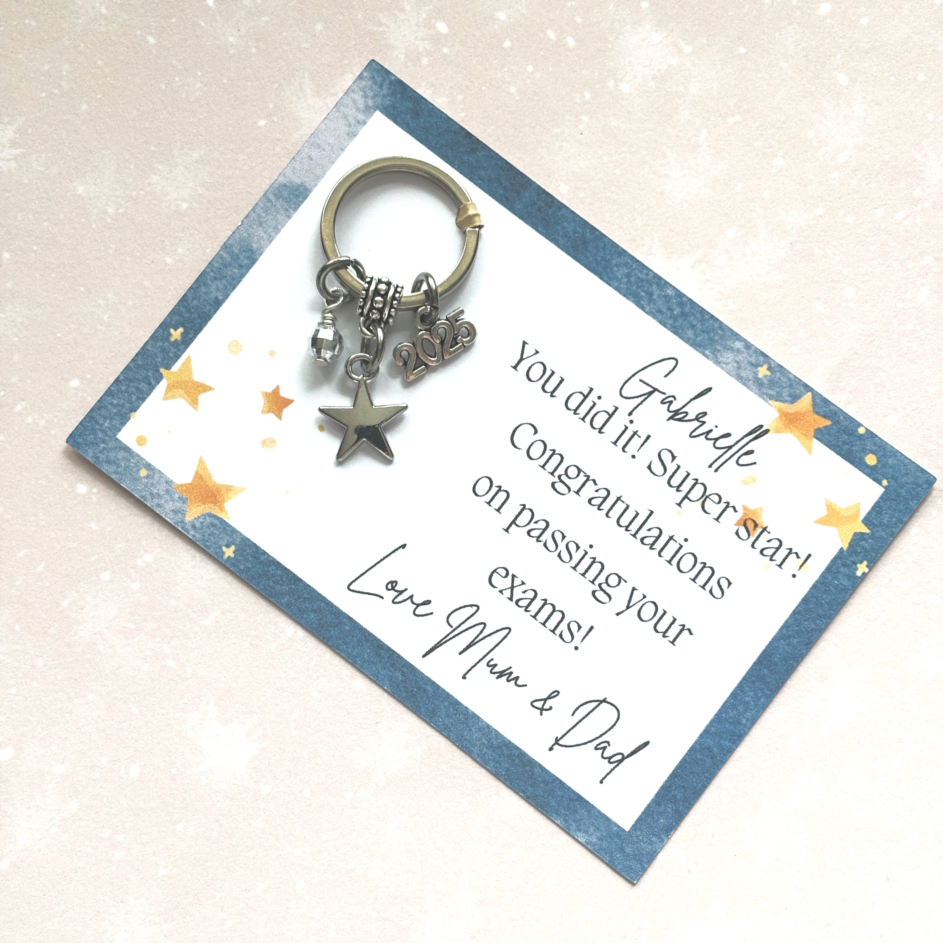 Super Star Keyring - 2025 Graduation or GCSE Gift Personalised