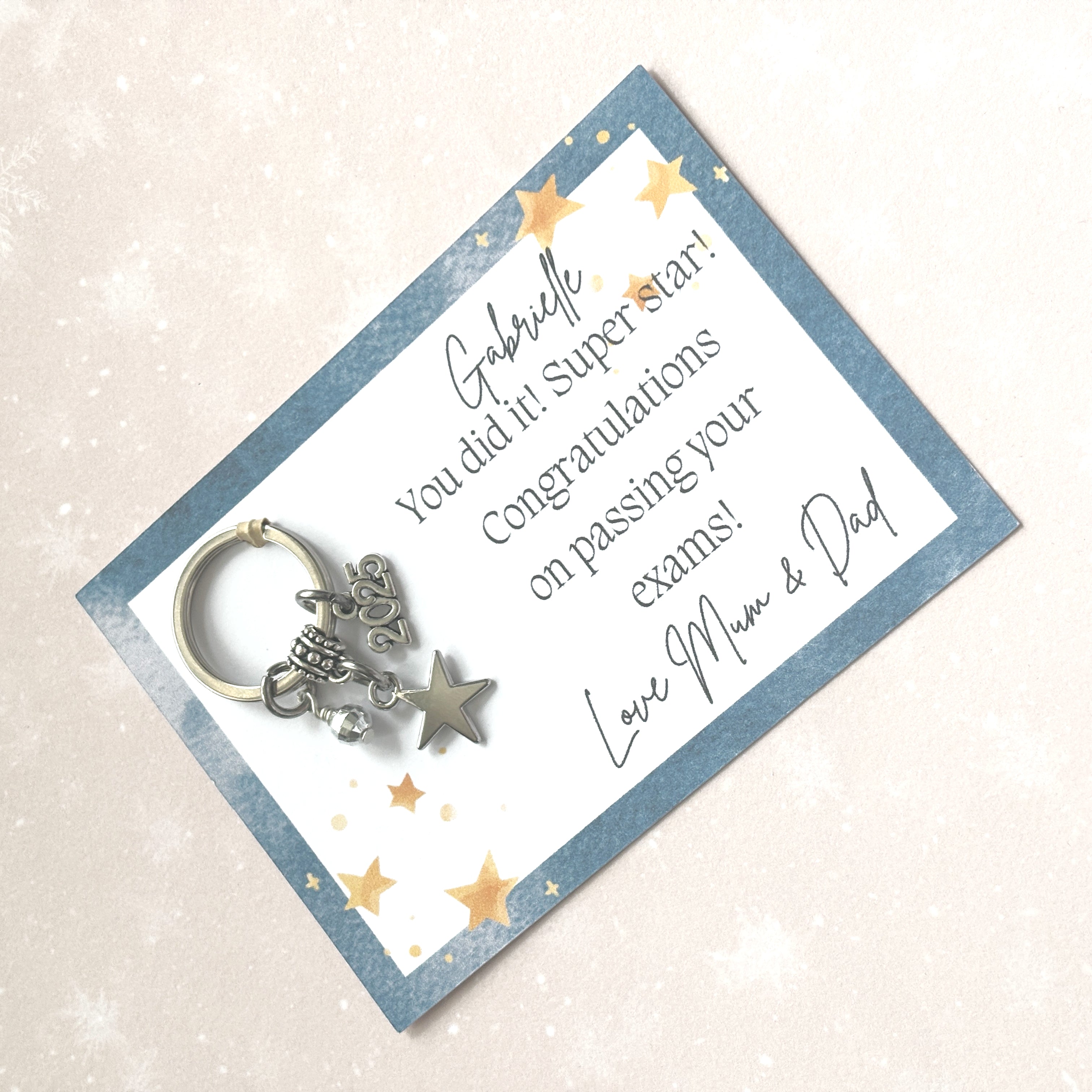 Super Star Keyring - 2025 Graduation or GCSE Gift Personalised