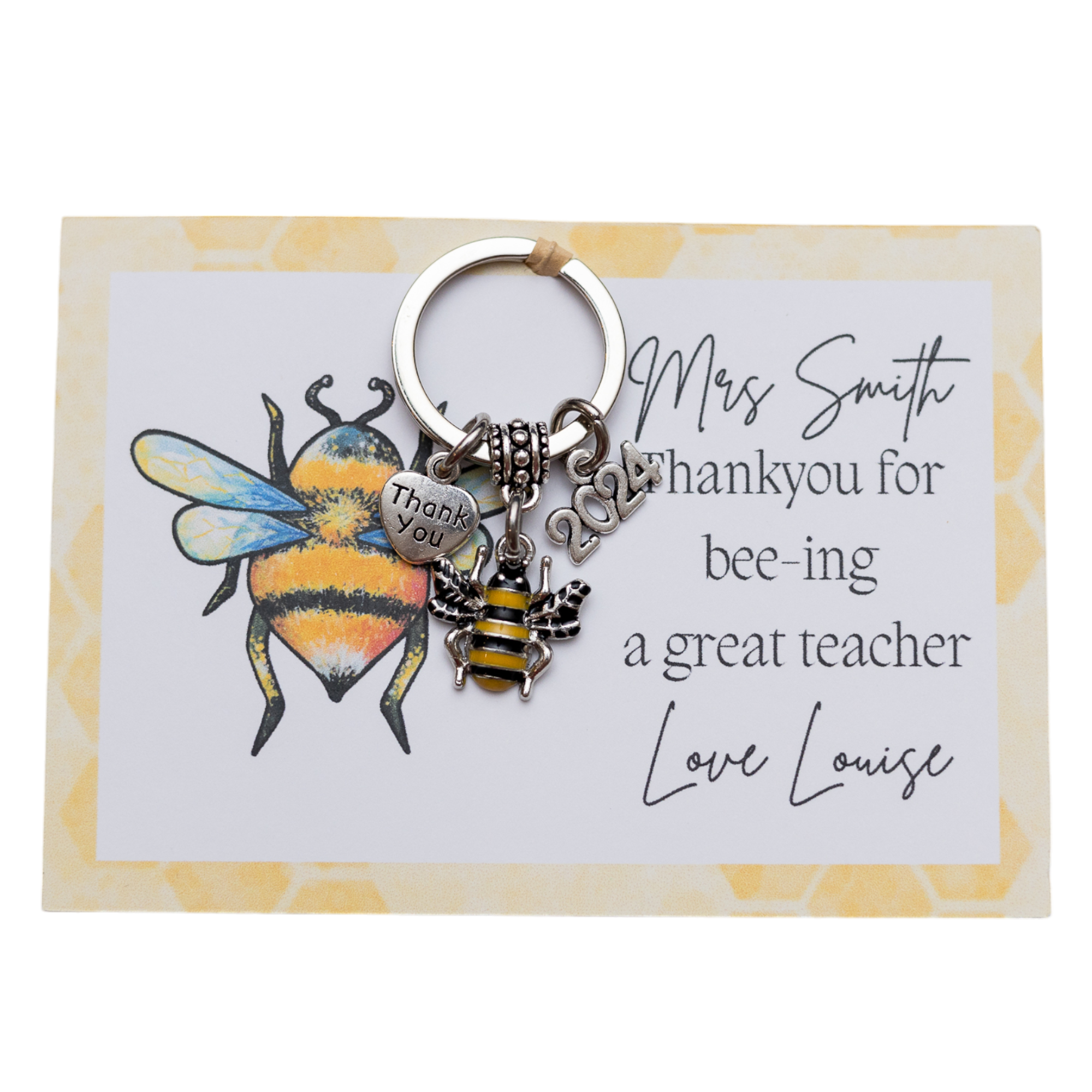 Teacher Bee Keyring Gift - 2025 teachers gift Personalised