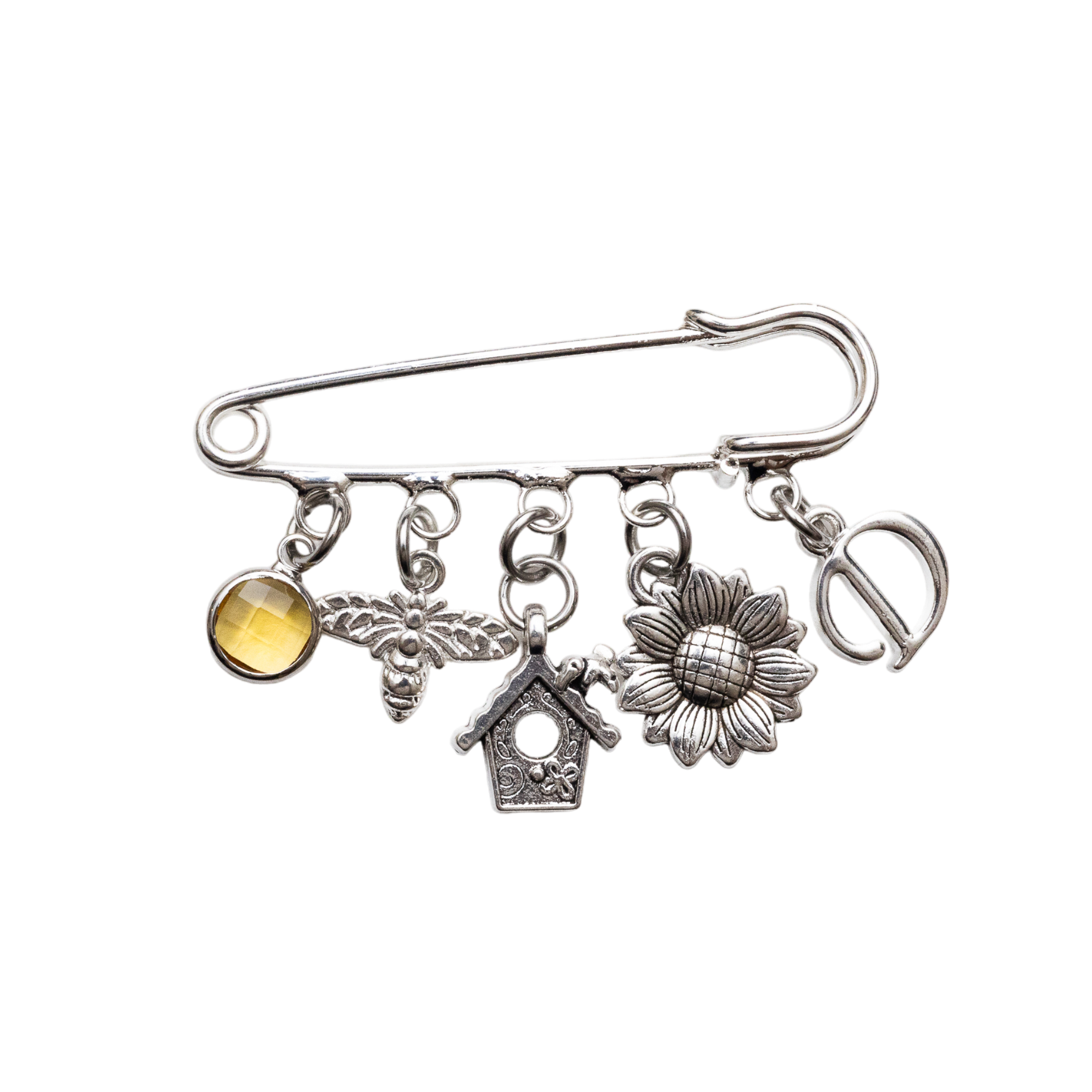 Personalised Spring Sunflower Bee Brooch