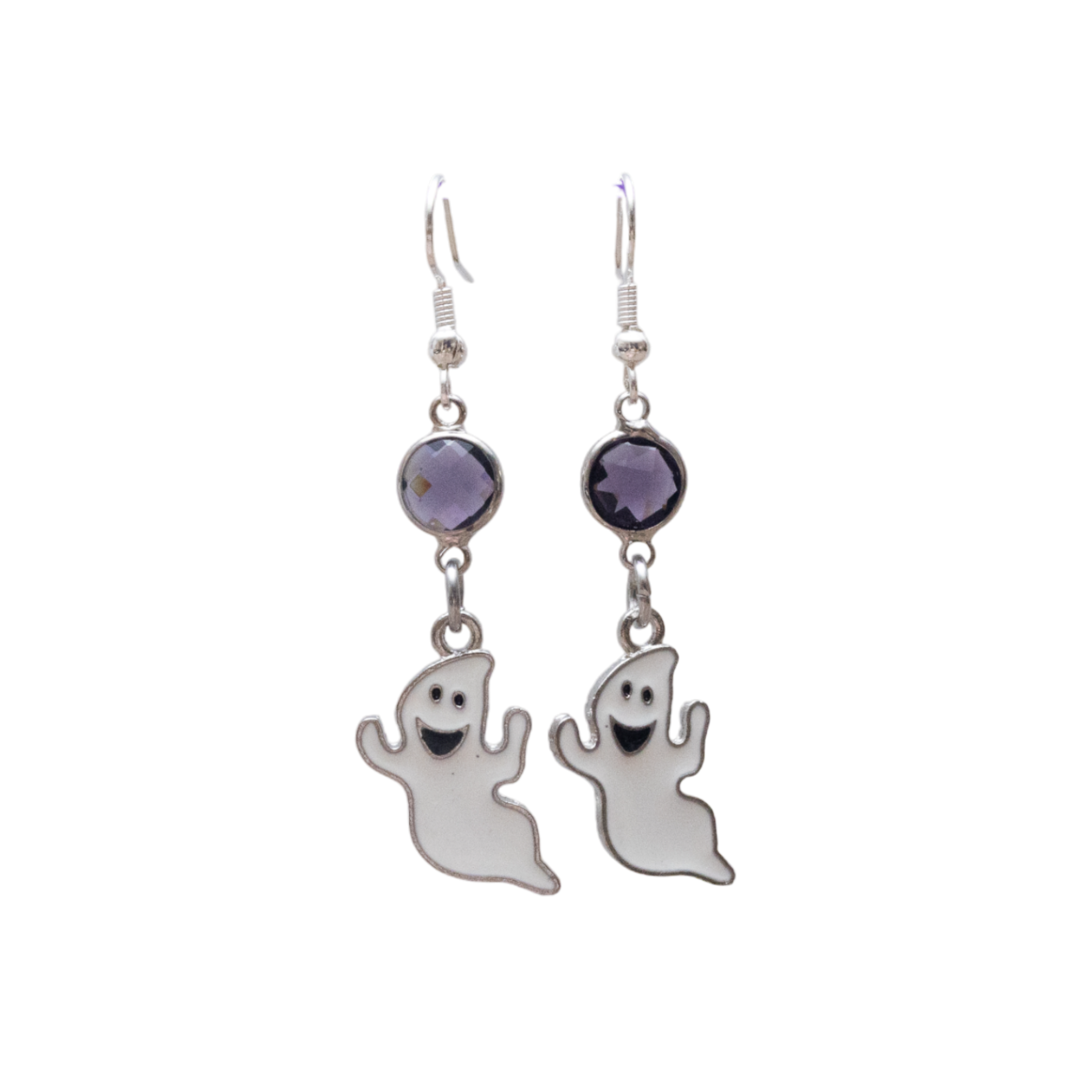 Personalised Ghost Birthstone Charm Earrings