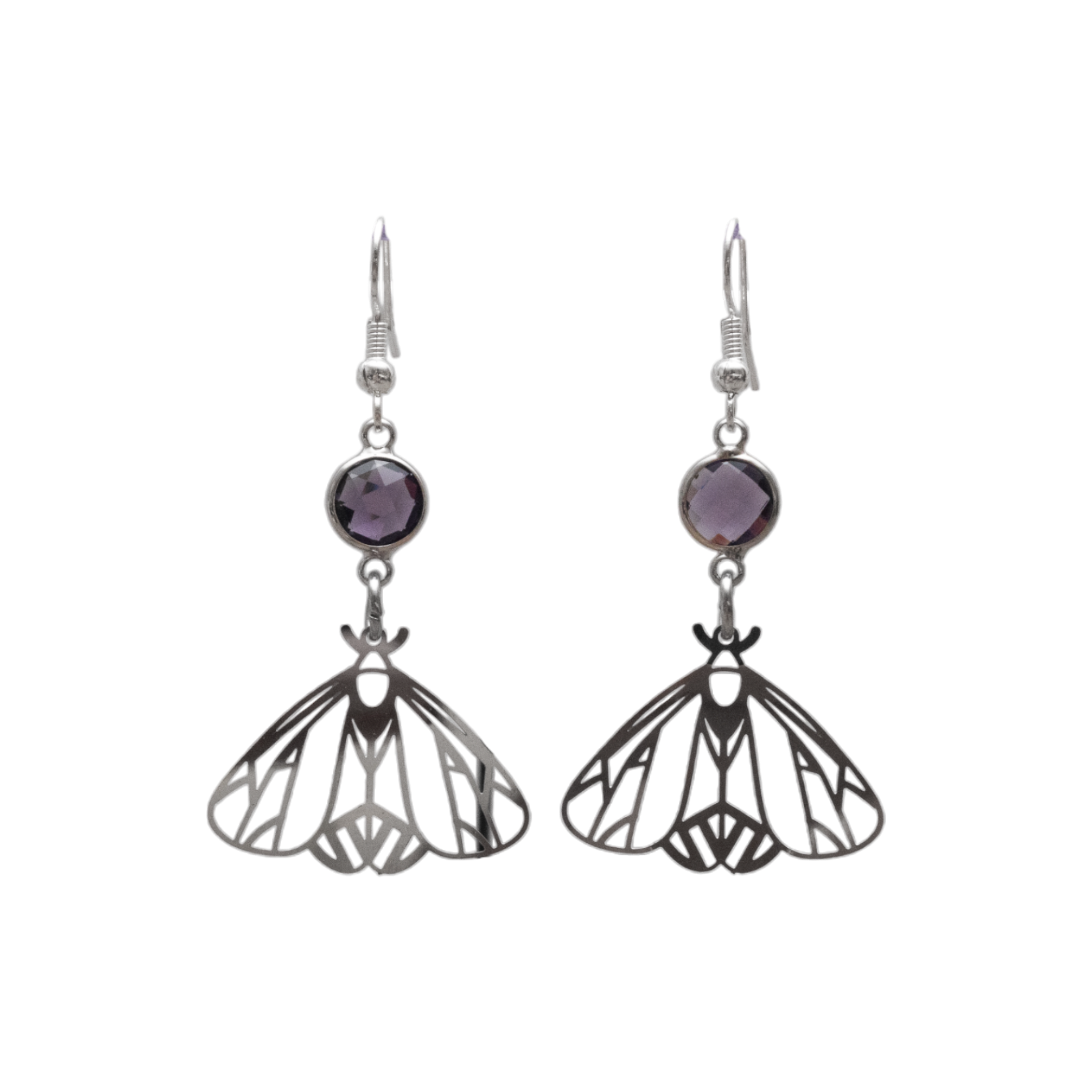 Personalised Moth Birthstone Charm Earrings