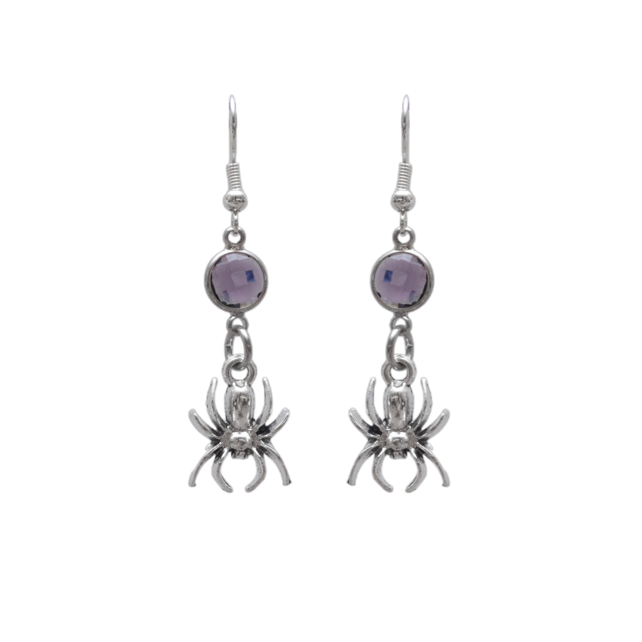 Personalised Spider Birthstone Charm Earrings