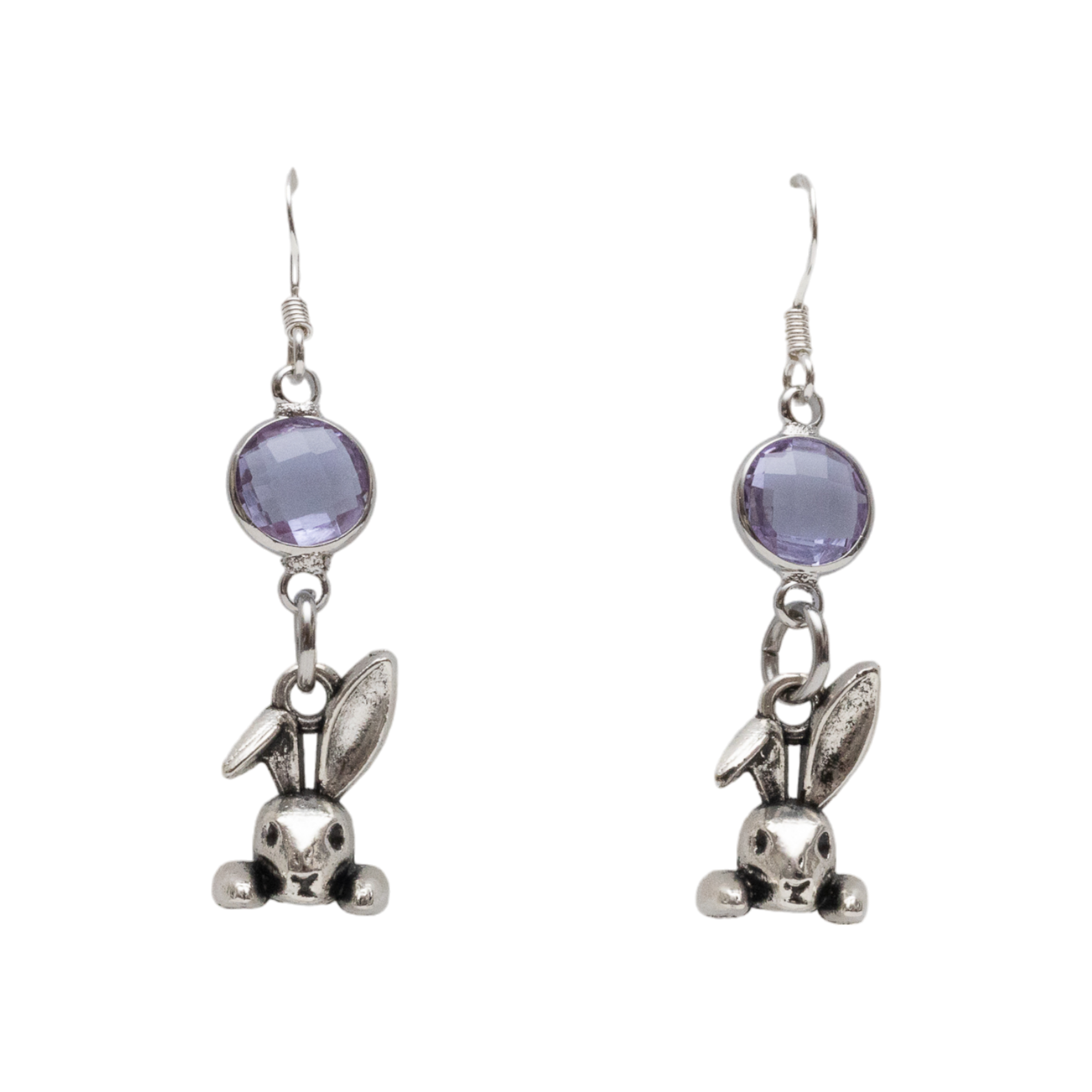Personalised Bunny Rabbit Birthstone Charm Earrings