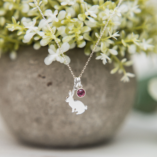 Sterling Silver Personalised Rabbit Necklace