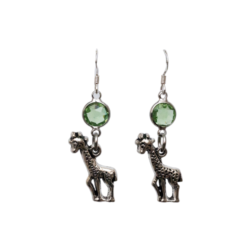 Personalised Giraffe Birthstone Charm Earrings