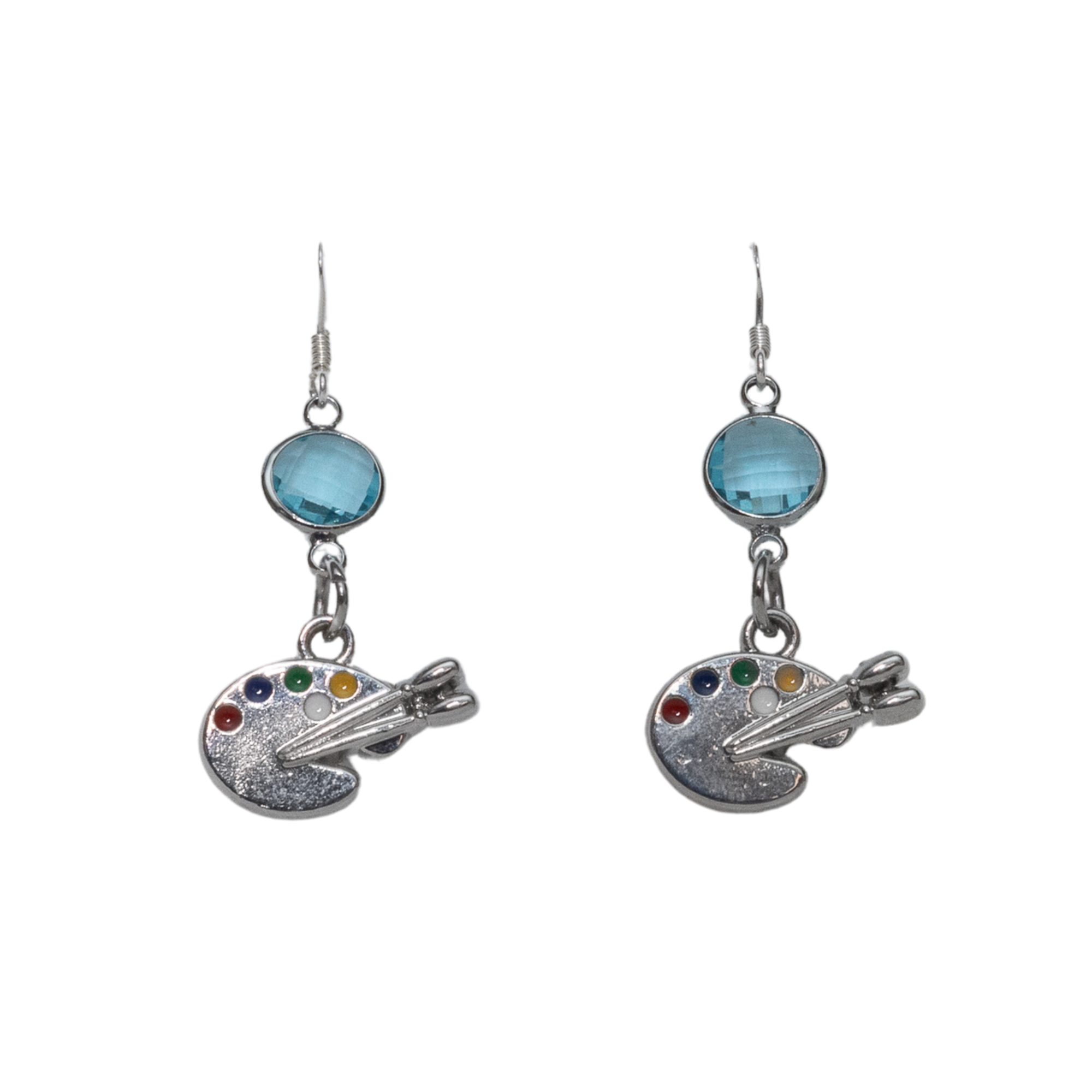 Personalised Paint Palette Birthstone Charm Earrings