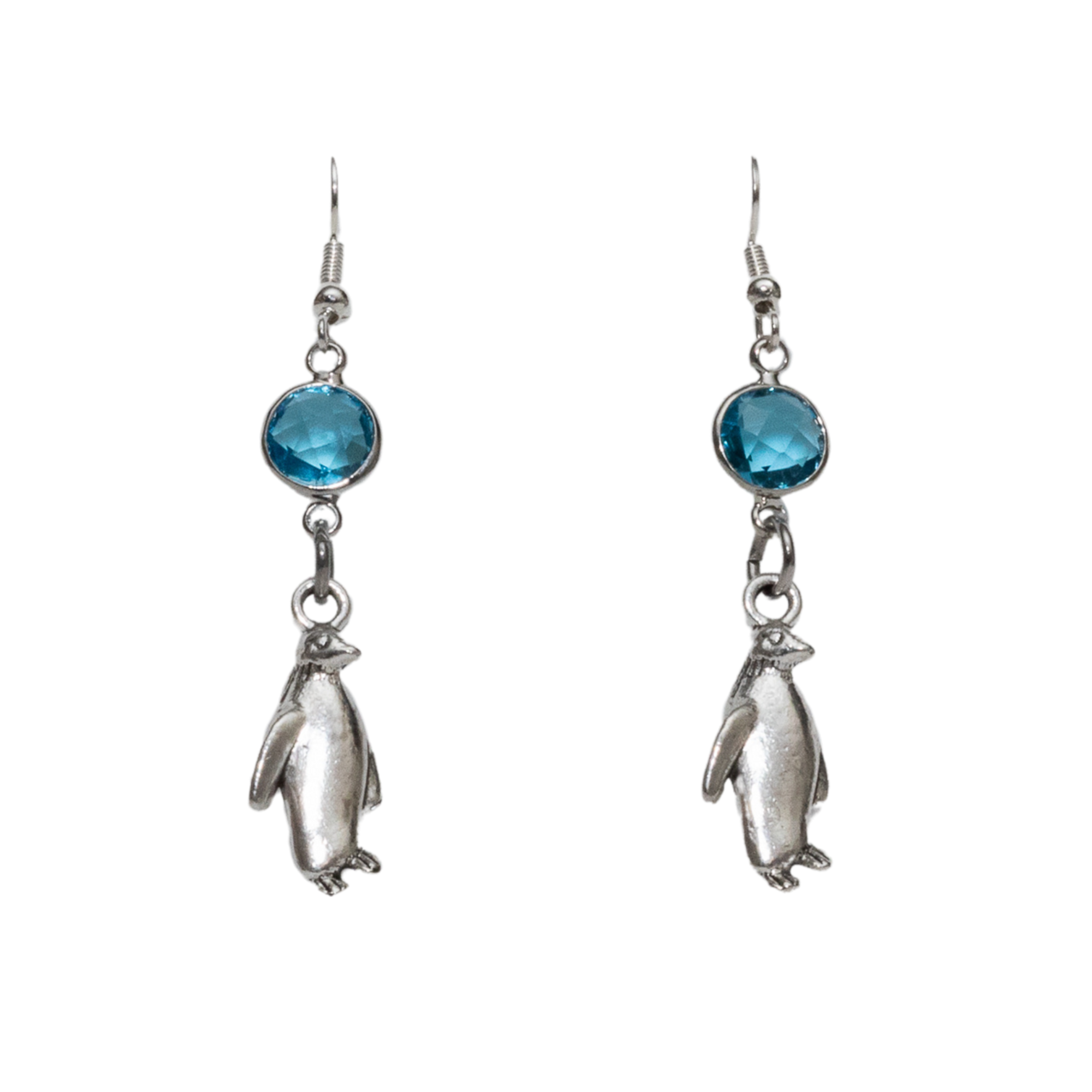 Personalised Penguin Birthstone Charm Earrings