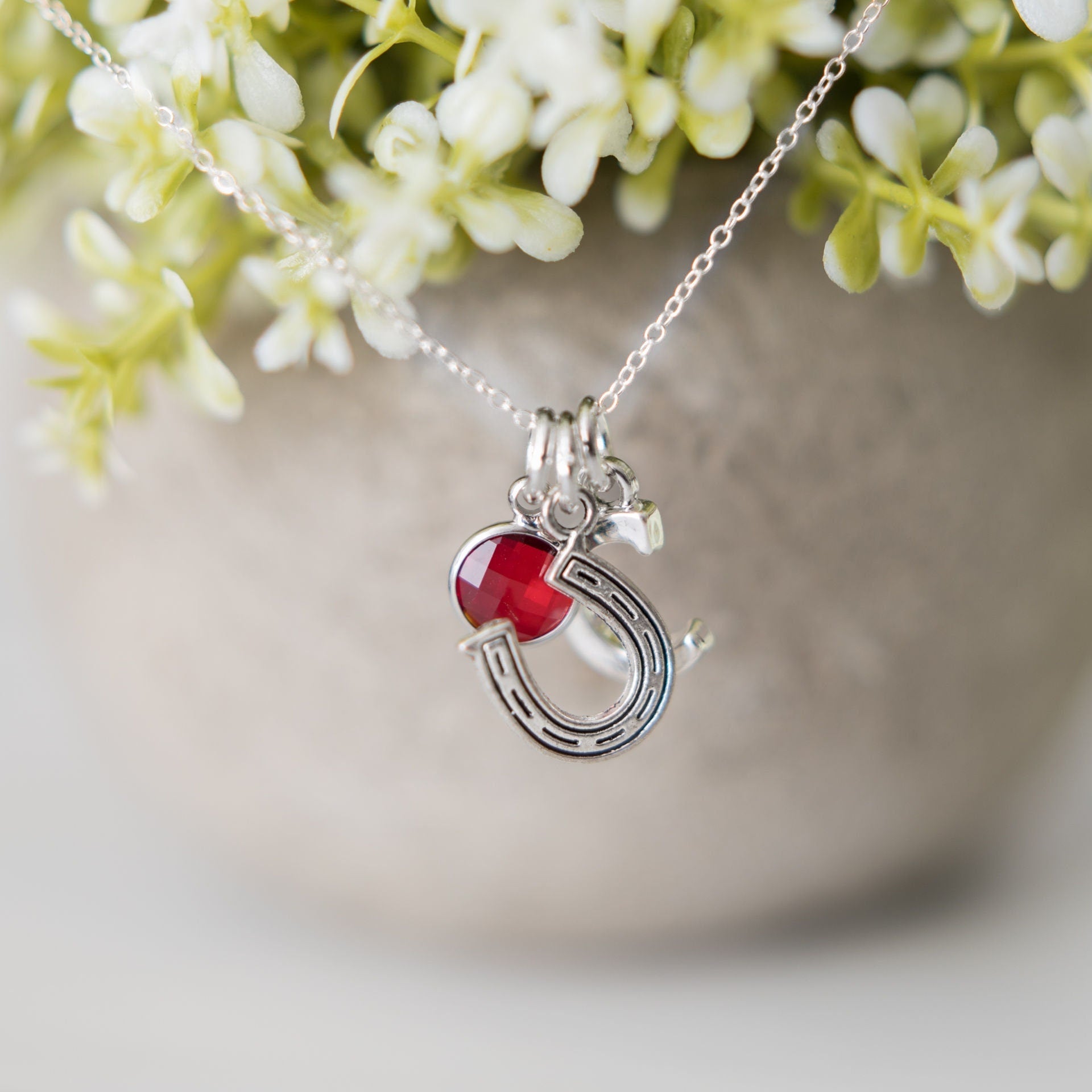 Horse shoe necklace, lucky charm jewellery, personalised gifts, 18th birthday present, horse rider equestrian gift, new pony owner, pet loss