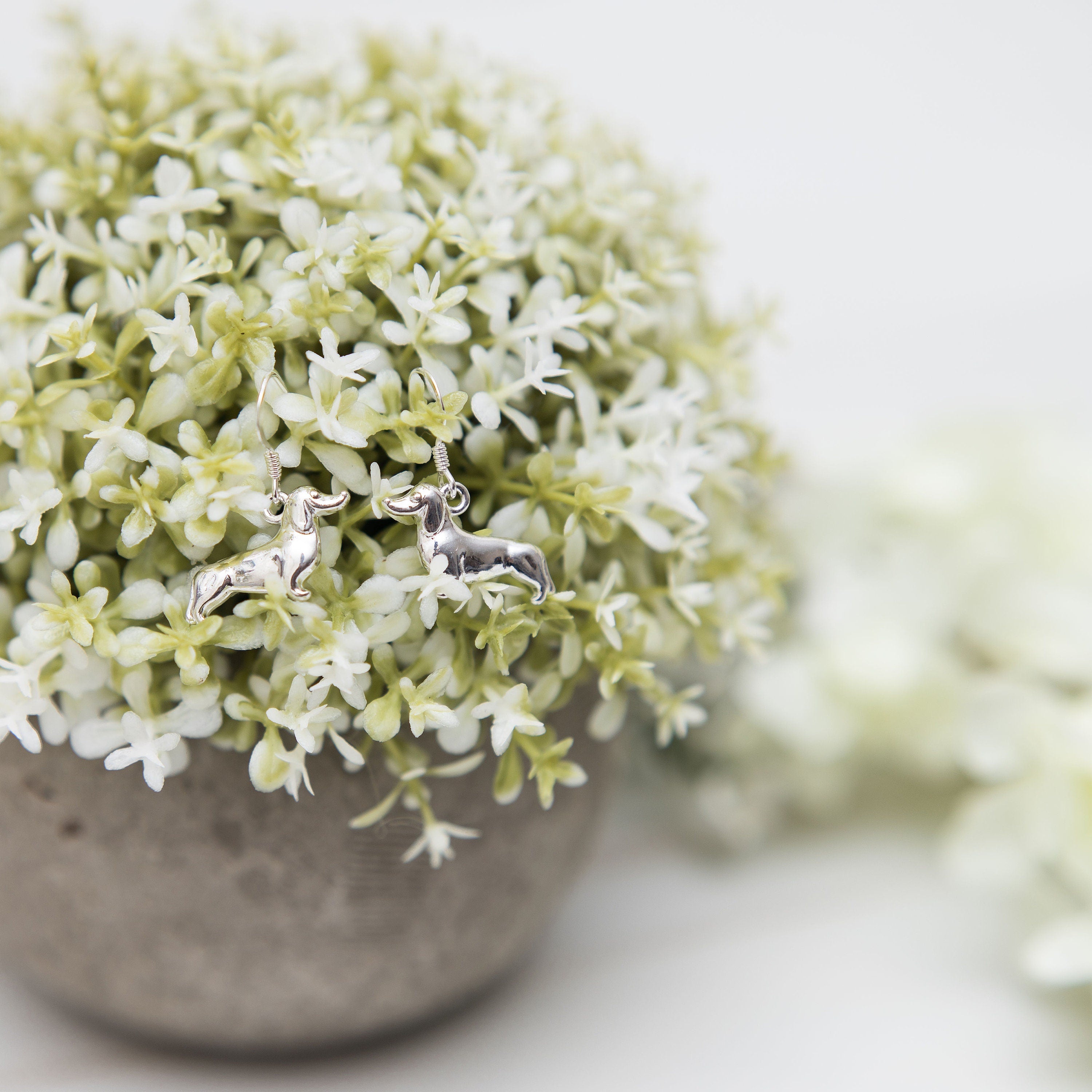 Dachshund earrings, sausage dog owner gift, dog charm hoops, non-pierced clip on, women's jewellery, hook ear wire, pet loss remembrance