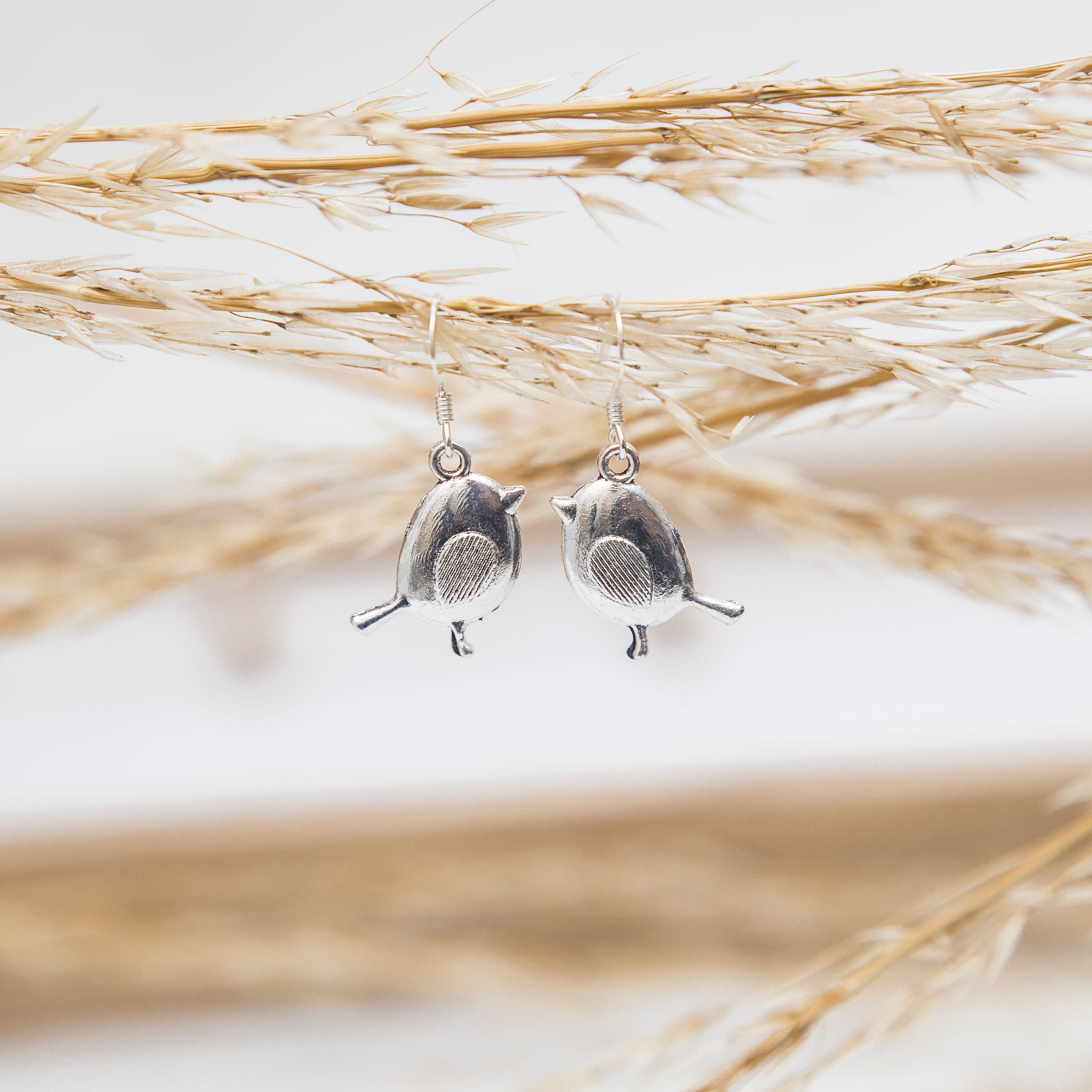 Robin earrings, bird jewellery, dangle drop charms, Christmas gift, remembrance memorial gifts, Robins appear loved ones near, winter animal