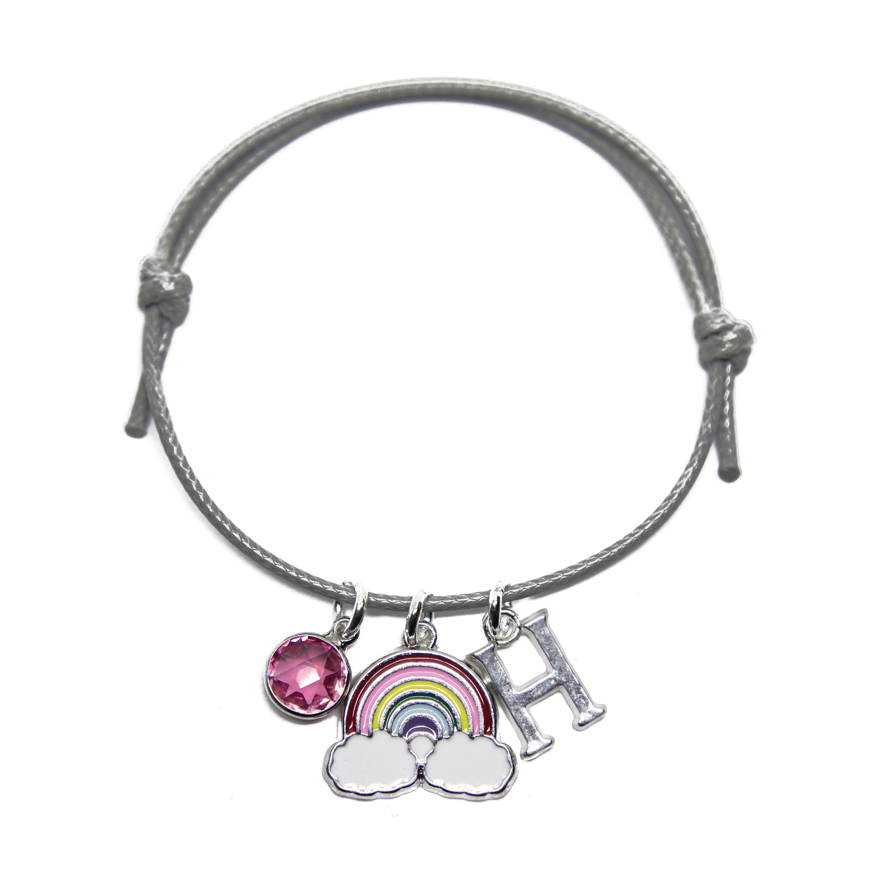 Rainbow bracelet, personalised gifts, custom rainbow jewellery, after every storm hope gift, birthstone birthday, initial letter accessory