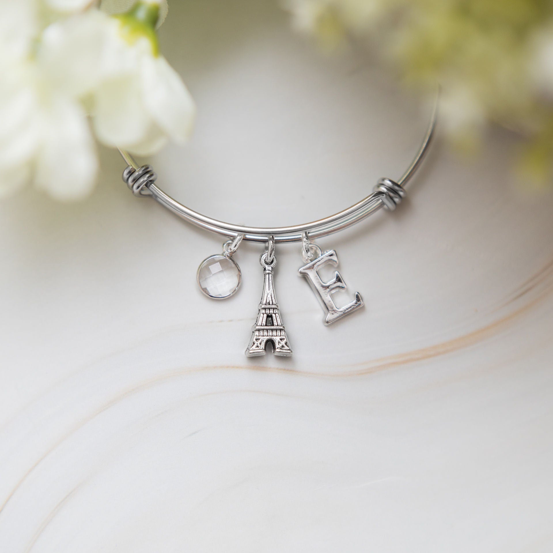 Paris bracelet, adjustable bangle, personalised gifts, Eiffel tower jewellery, French style
