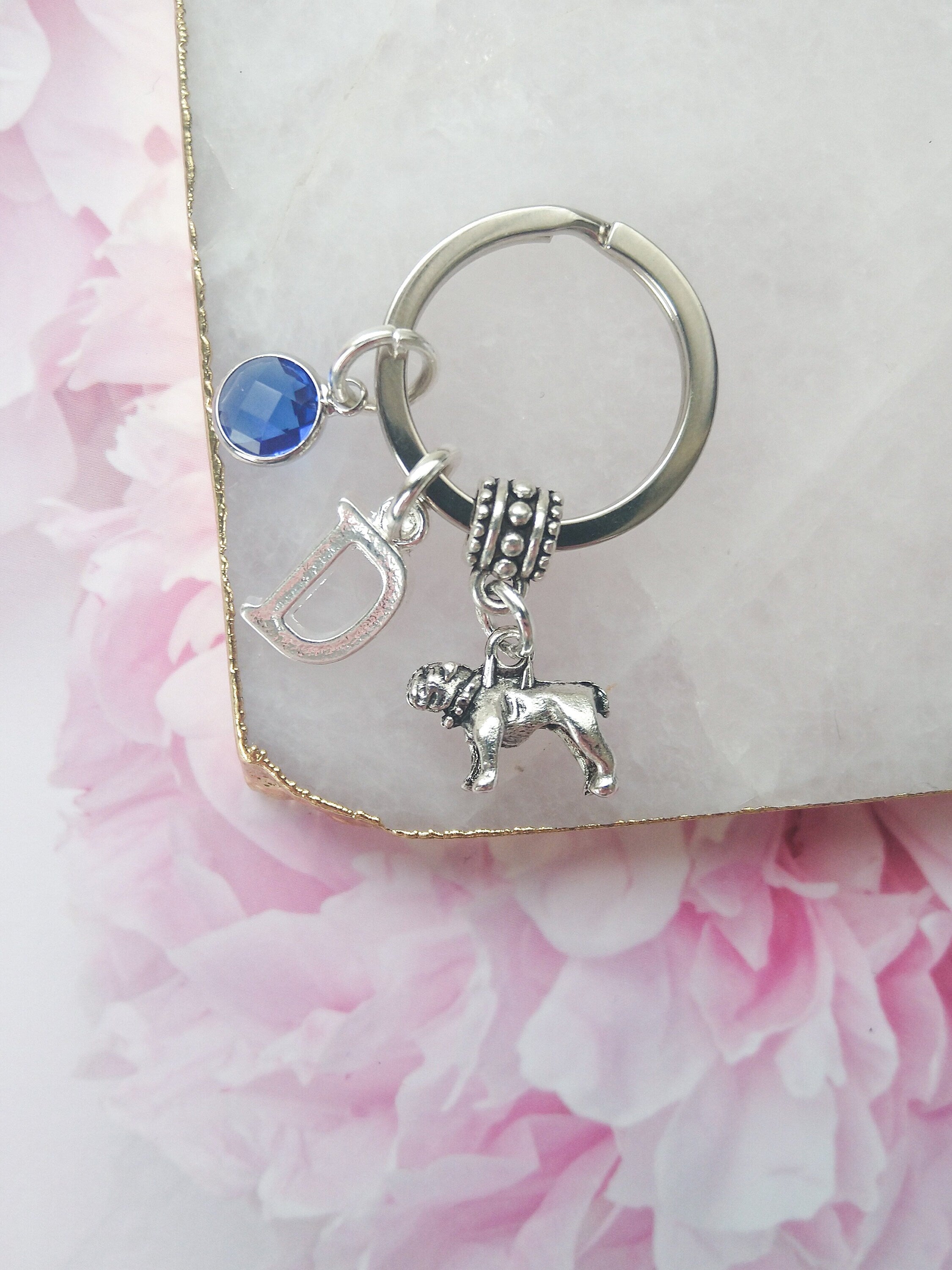 Bulldog keyring, personalised gifts, dog owner keychain, dog walker, pet loss