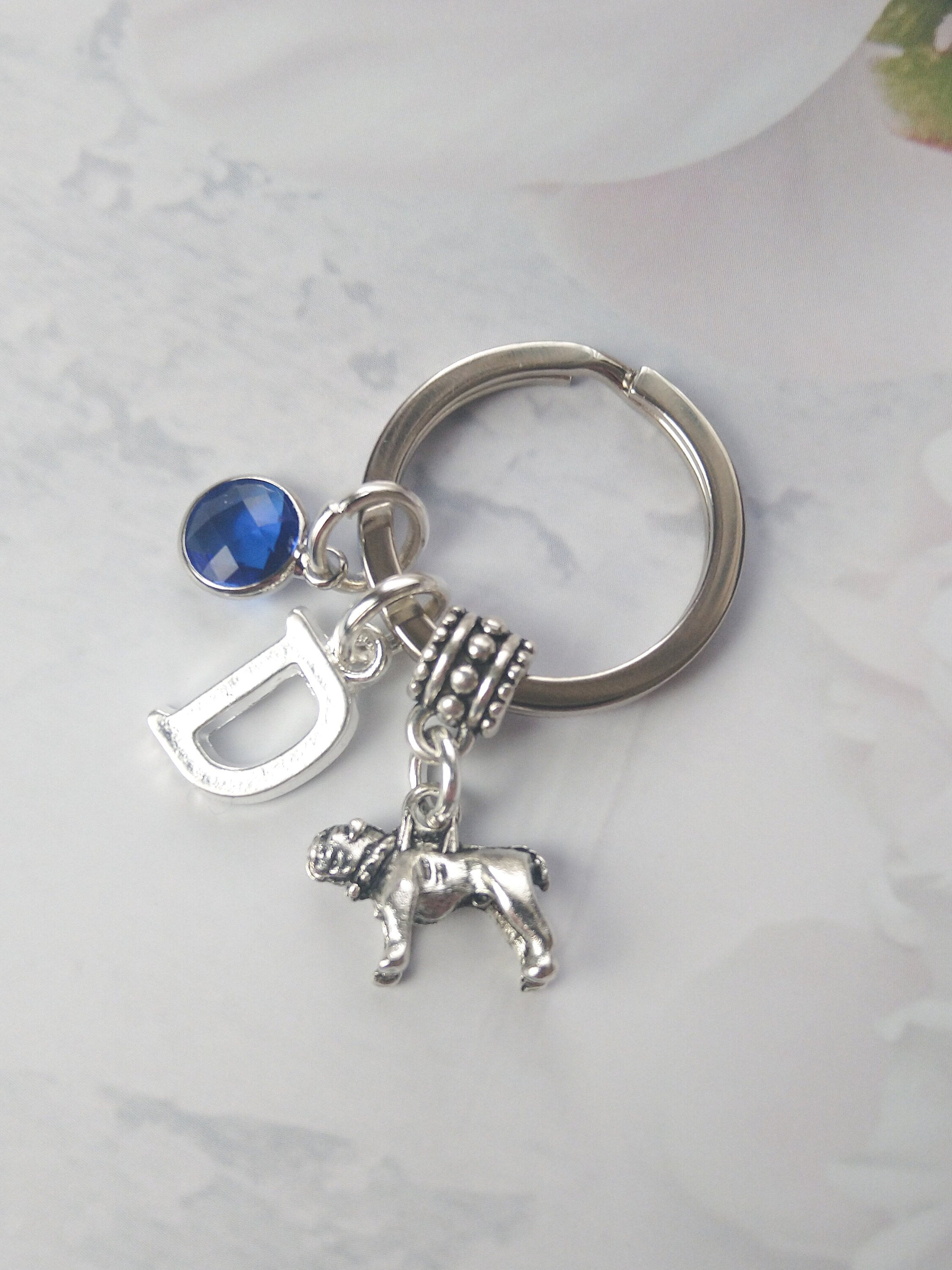 Bulldog keyring, personalised gifts, dog owner keychain, dog walker, pet loss