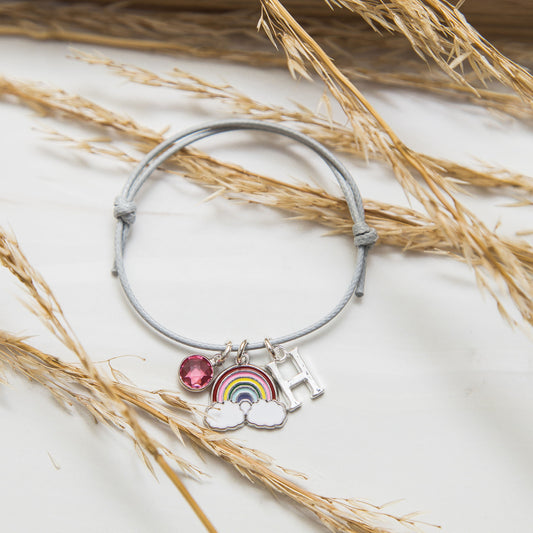 Rainbow bracelet, personalised gifts, custom rainbow jewellery, after every storm hope gift, birthstone birthday, initial letter accessory