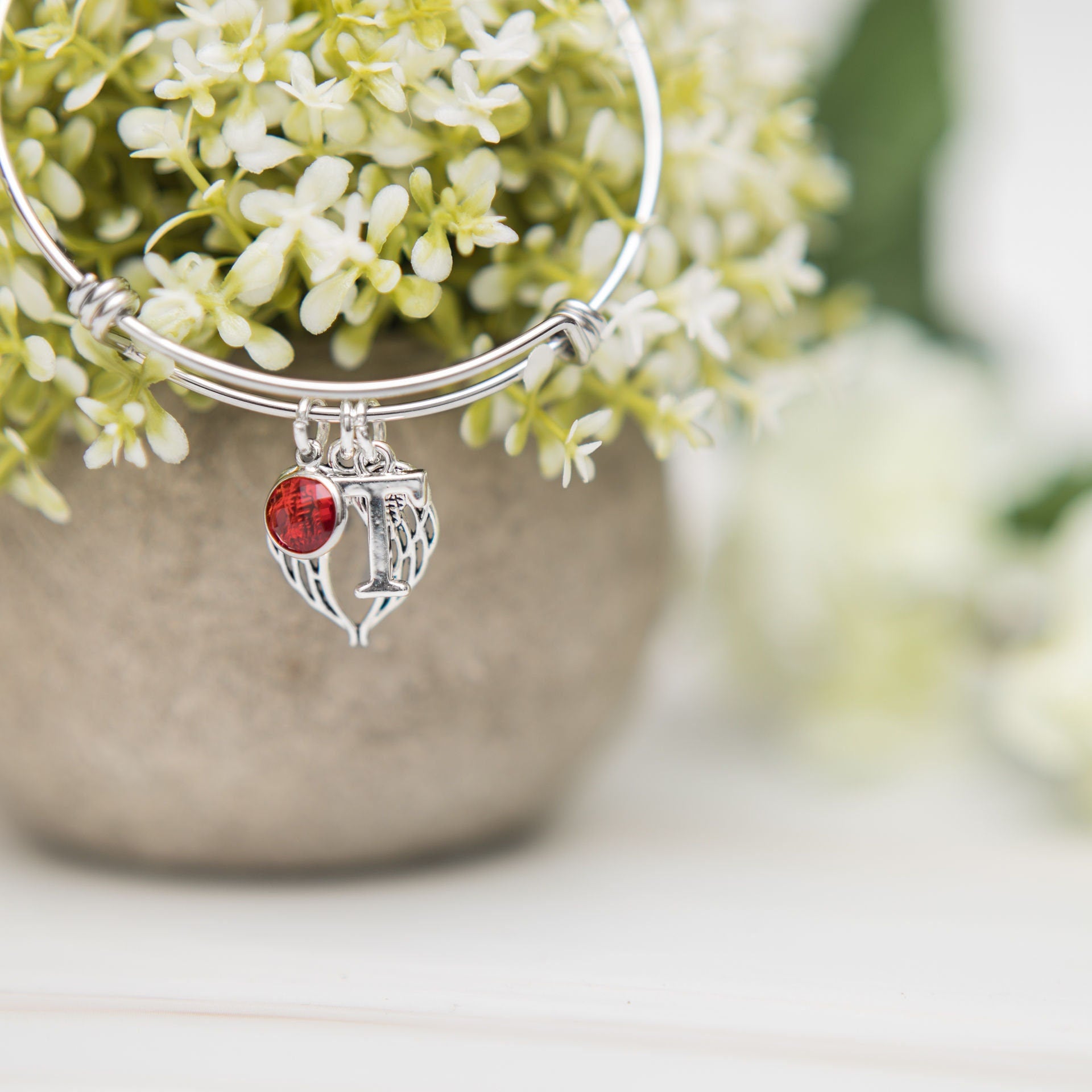 Angel wing bracelet, adjustable bangle, personalised gifts, guardian angel gift, rememberance