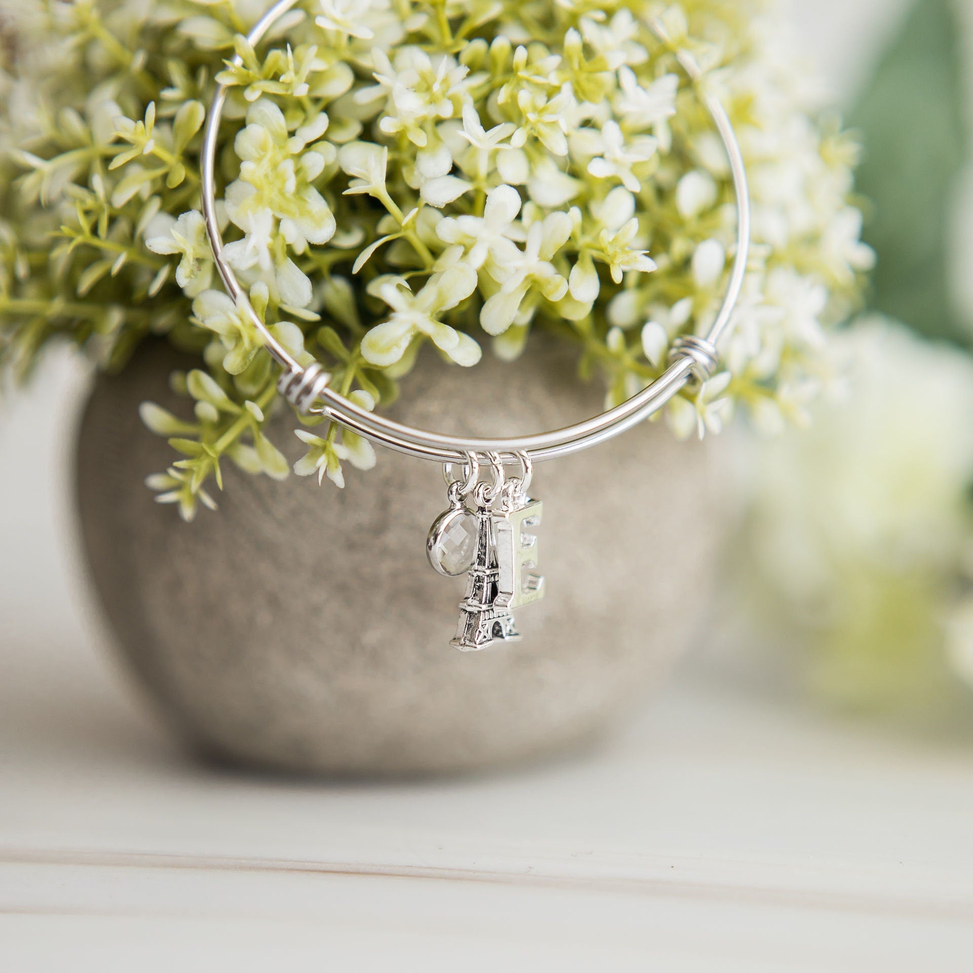 Paris bracelet, adjustable bangle, personalised gifts, Eiffel tower jewellery, French style