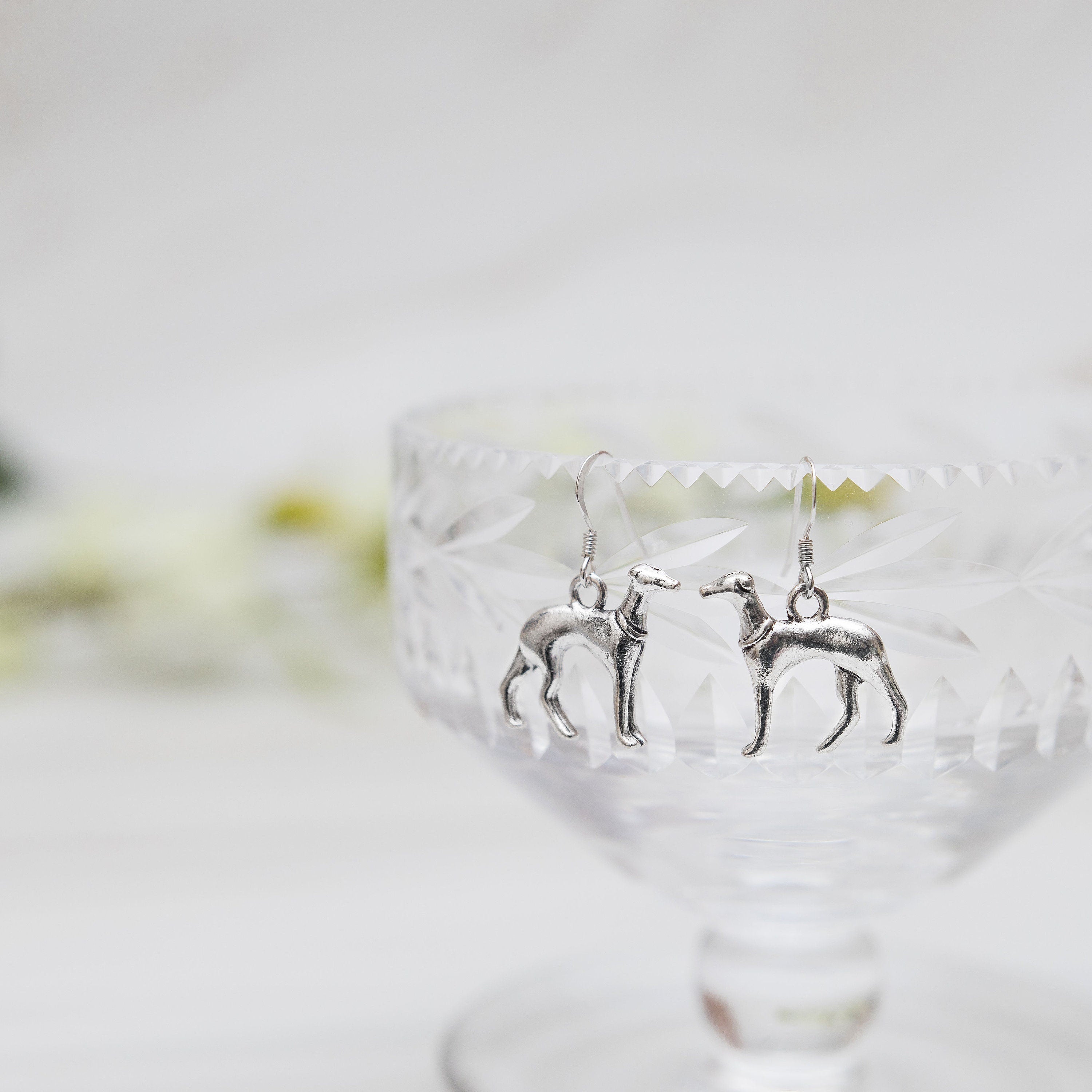 Greyhound earrings, dog earrings, women's jewellery, greyhound owner gift, pet loss memorial, new rescue puppy, dog walker thank you