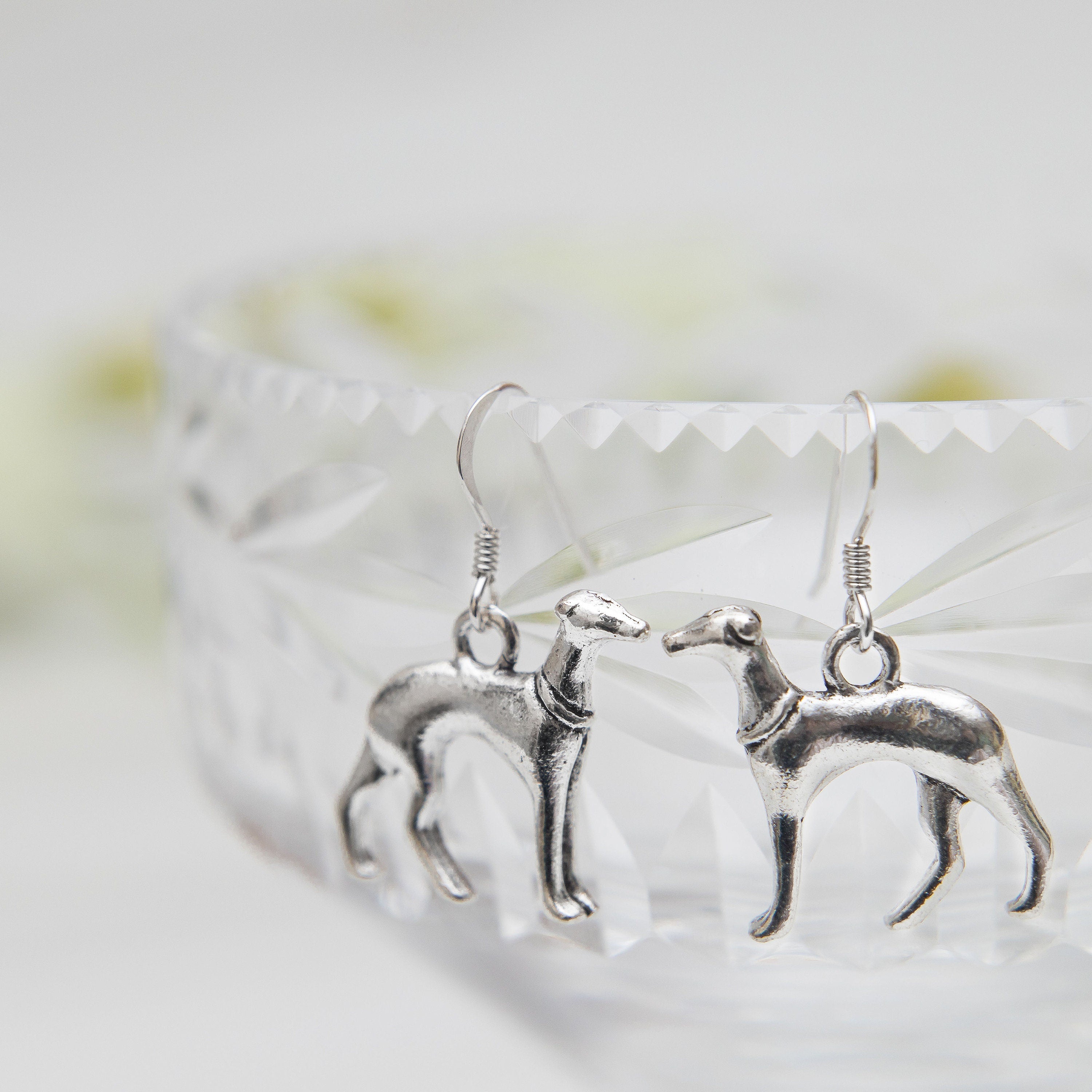 Greyhound earrings, dog earrings, women's jewellery, greyhound owner gift, pet loss memorial, new rescue puppy, dog walker thank you