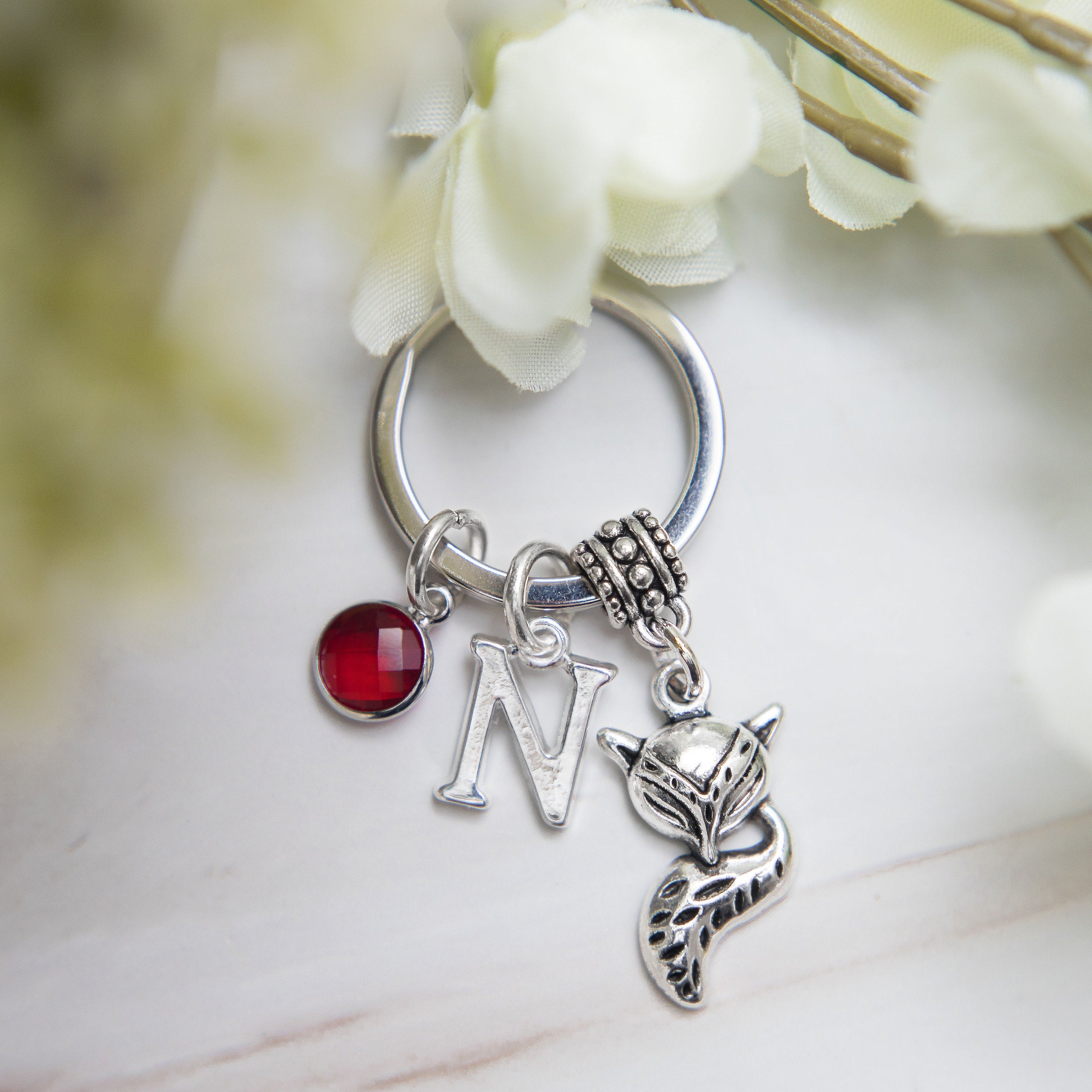 Fox keyring, personalised fox gifts,  vixen bag charm, custom fox theme present